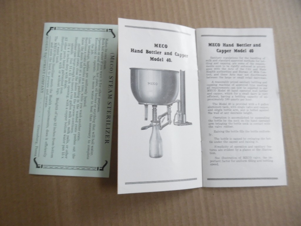 c.1920s MECO Dairy Milk Bottling and Capping Machines Catalog Vintage Original