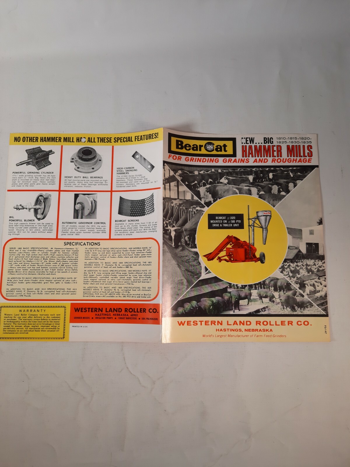Bear cat hammer mills 1810 1815 1820 1825 1830 1835 brochure Western. Nebraska