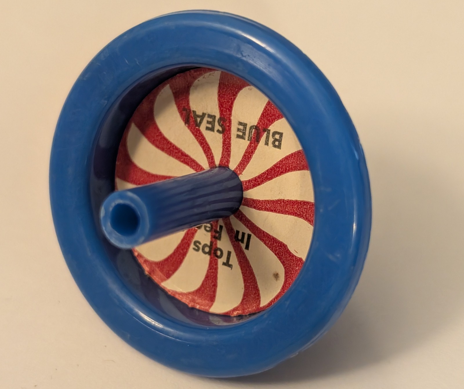 Vintage Blue Seal Feed Spinning Top – Promo Ad Toy – Farm Animal Nutrition Feeds