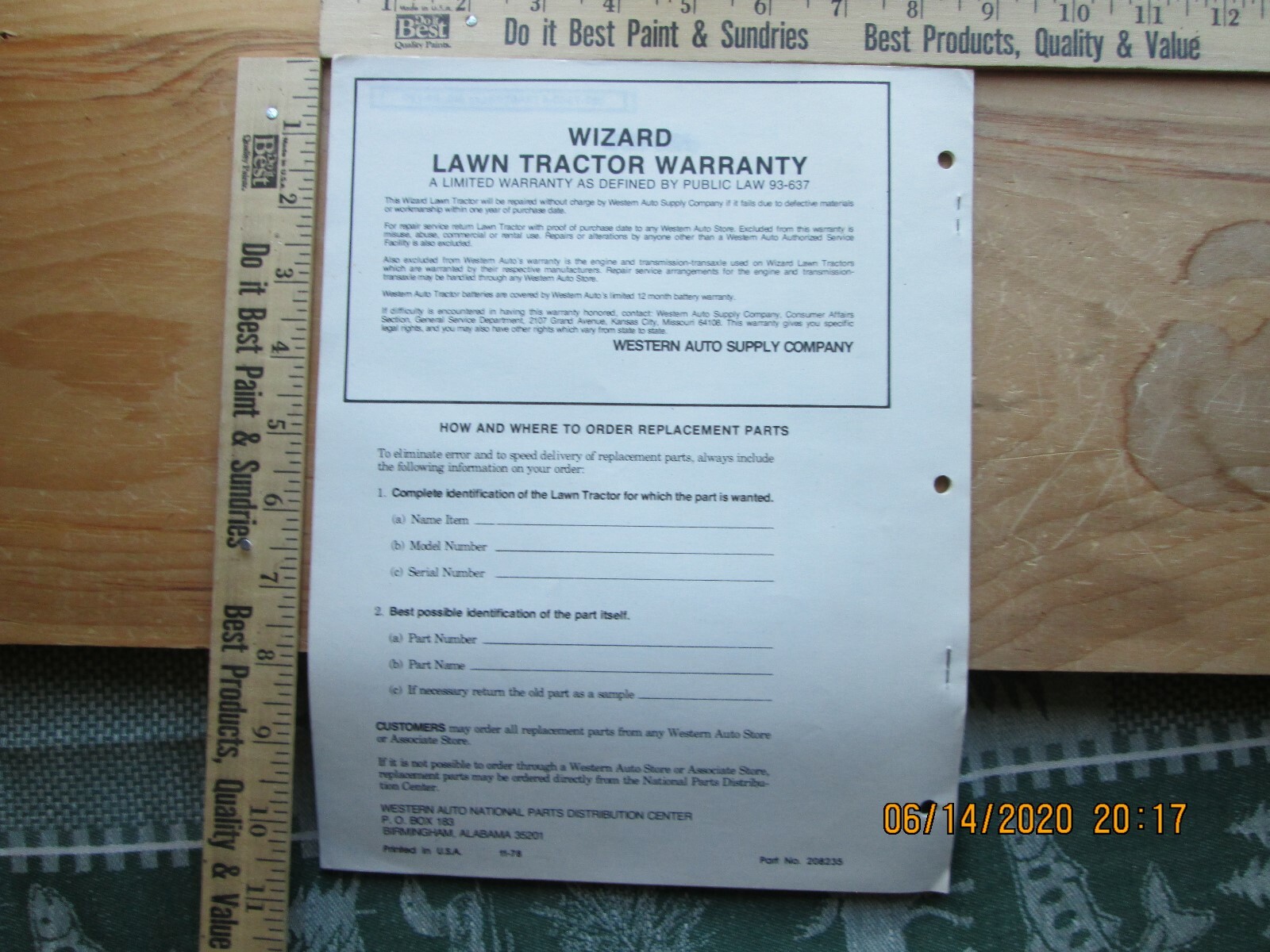Western Auto Wizard Riding Mower GIS7380A97 Operating & Service Inst. Manual