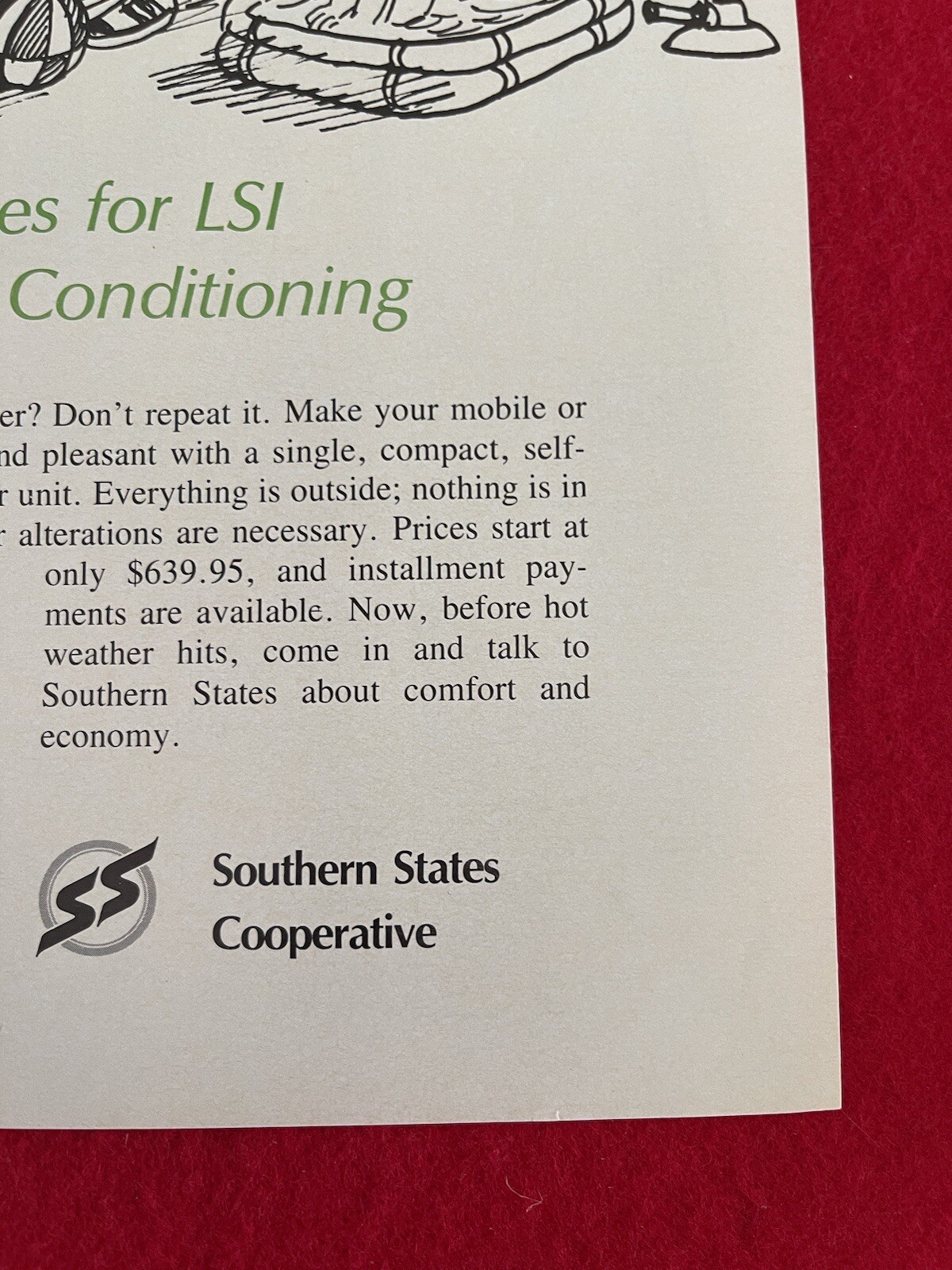 Vintage 1976 Southern States LSI Mobile Home Air Conditioning Print Ad
