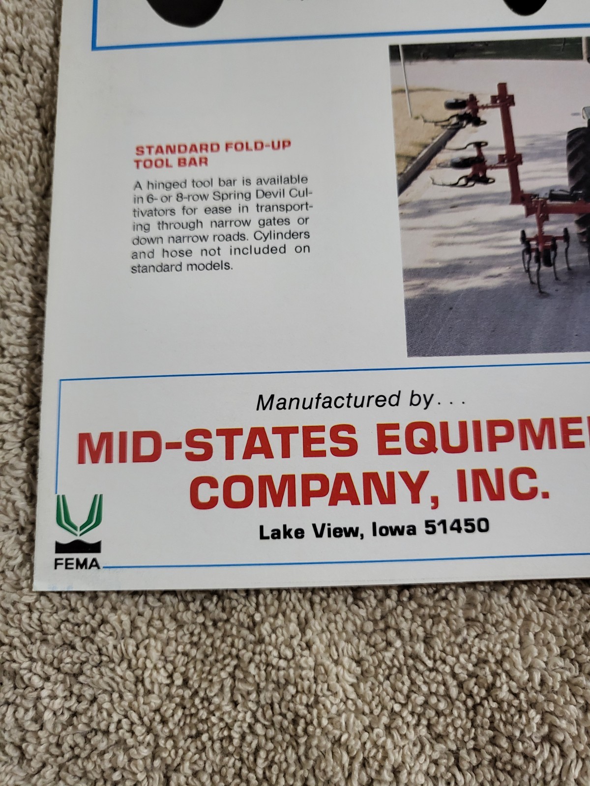 BROCHURE 1970s Spring Devil Spring-Tine Tractor Cultivator Lake View IA. AG Farm