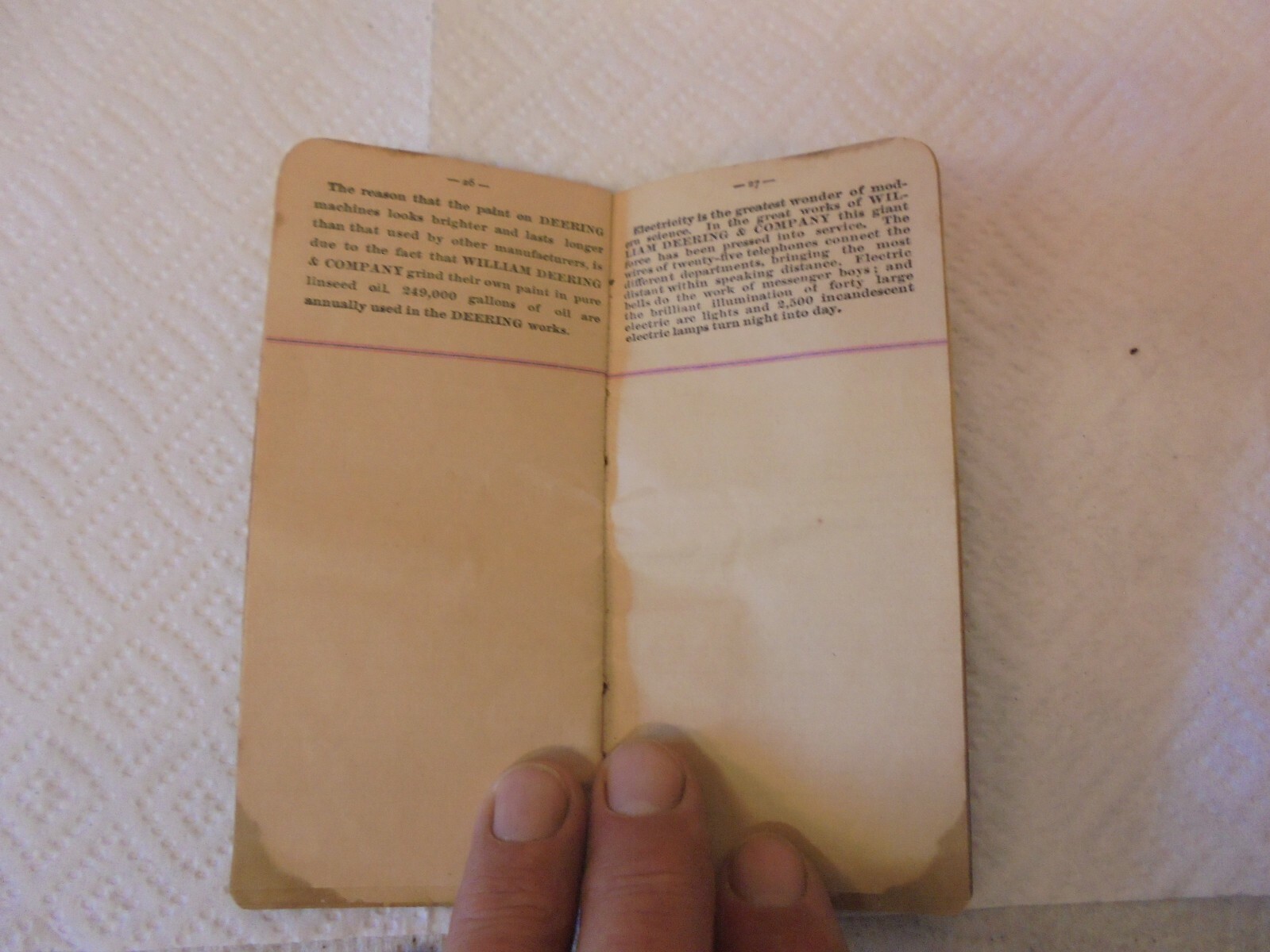 pocket notebook william deering chicago 1891 grain grass cutting machinery rough