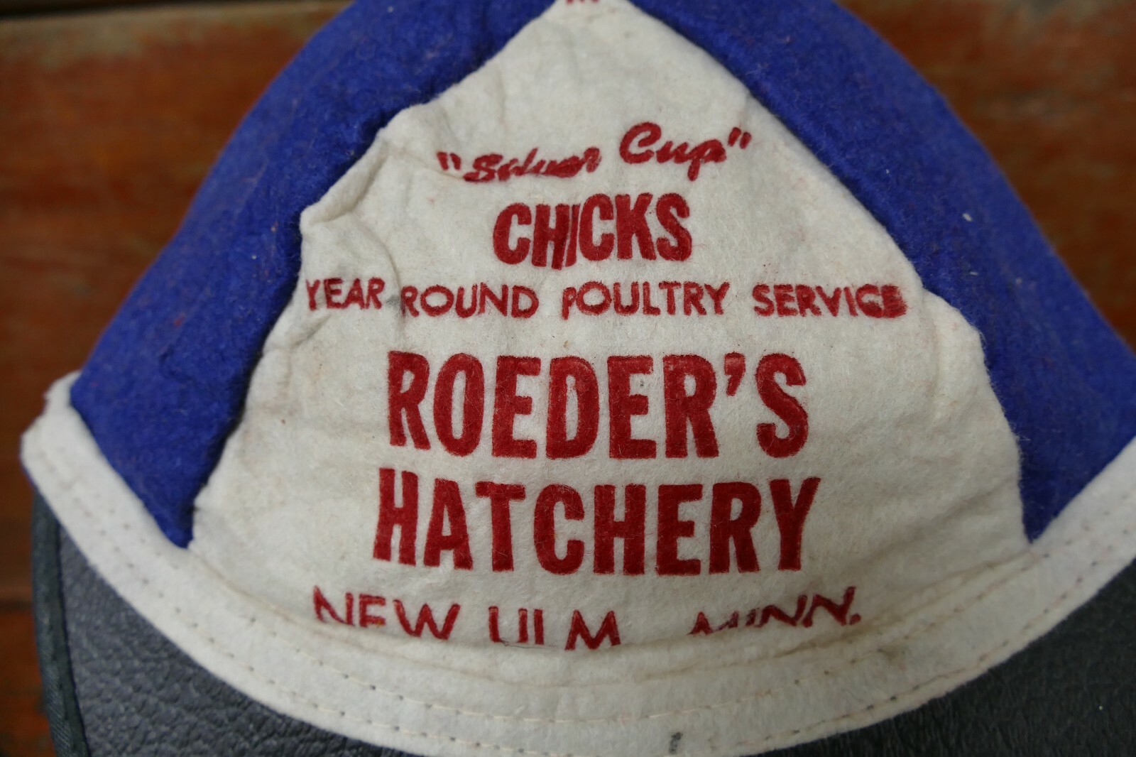 Vintage 1930s/1940s Roeder’s Hatchery Chicks Wool Baseball Hat Cap New Ulm MN
