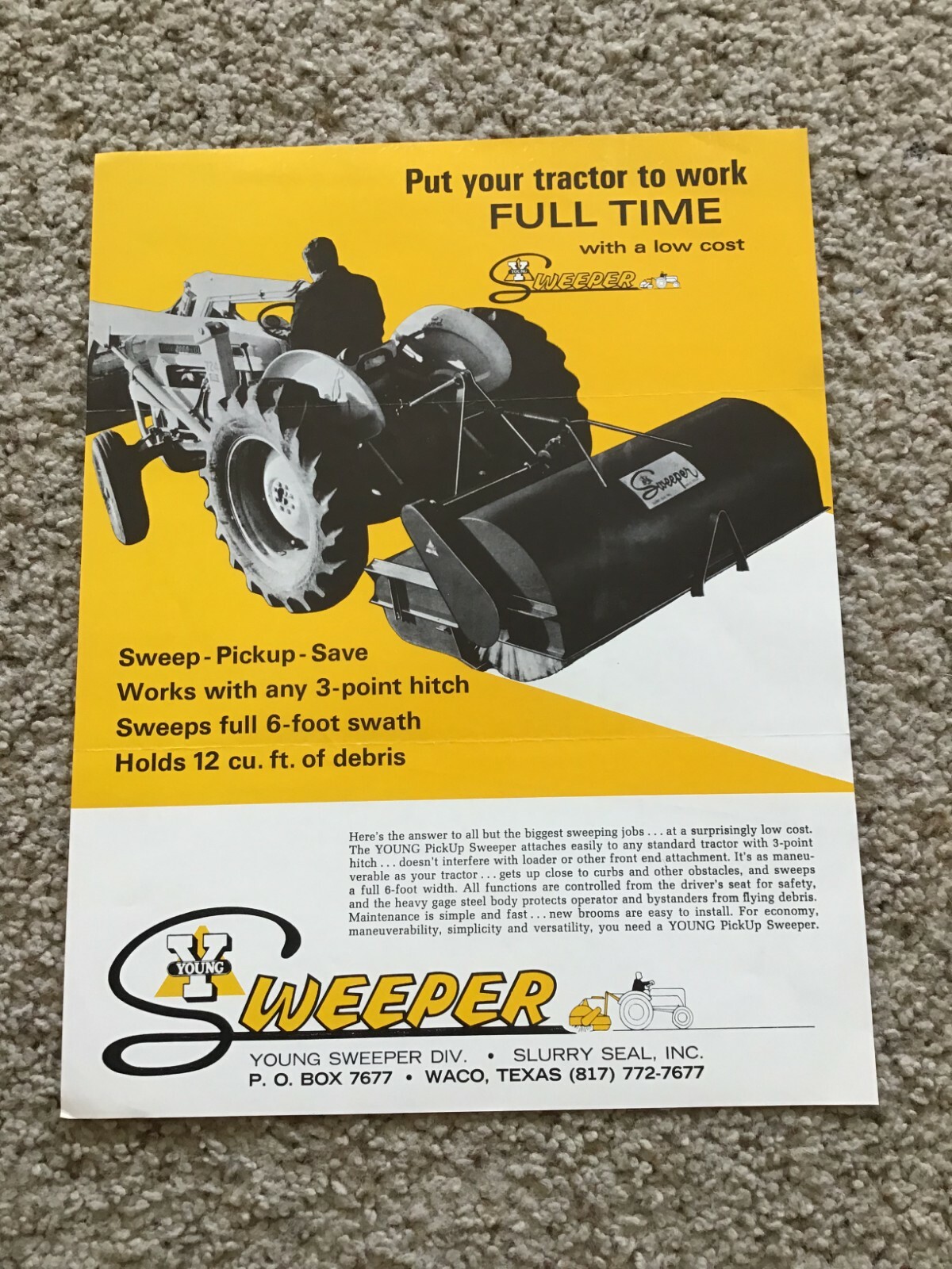 1960s Young Sweeper for tractors sales sheet.