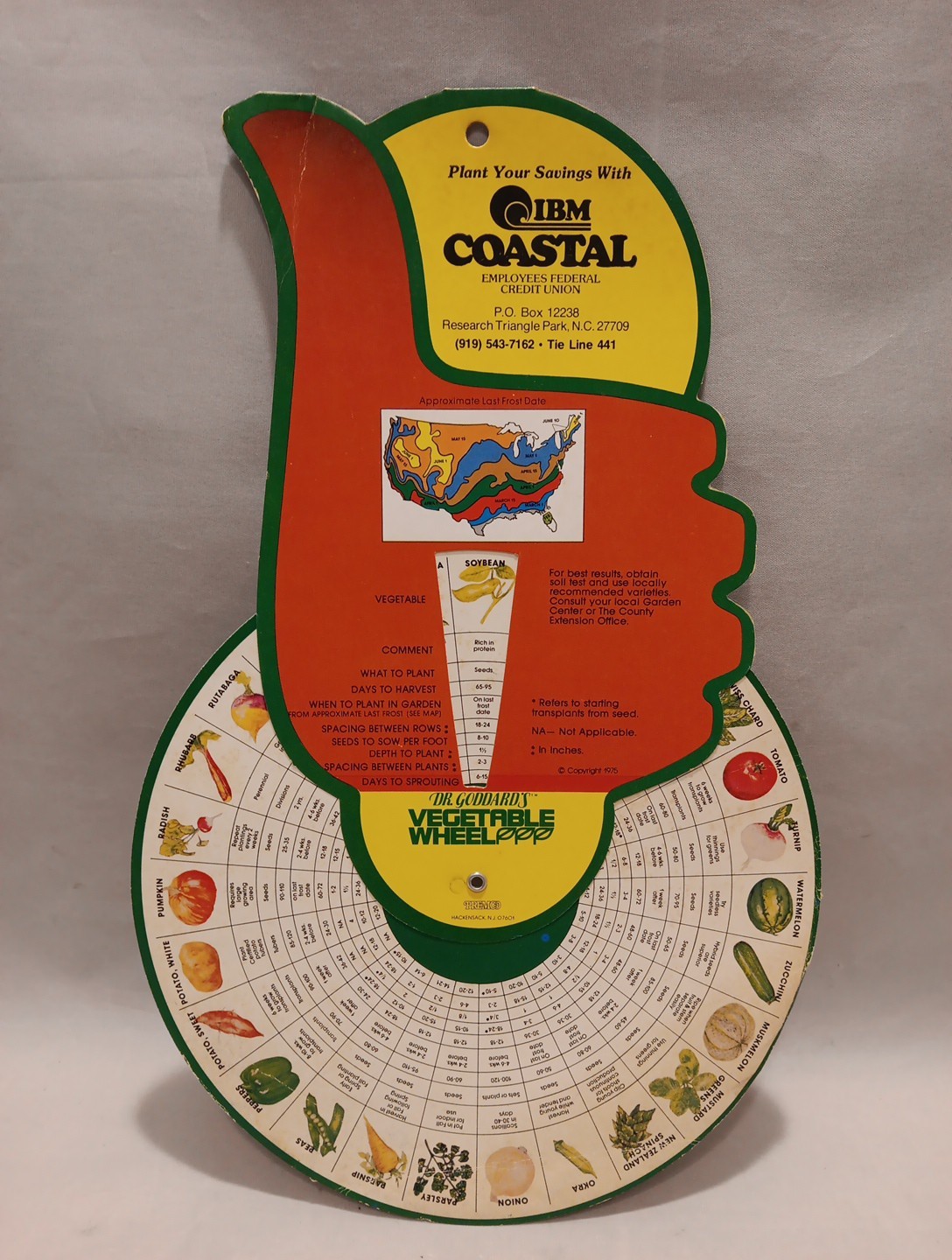 Vintage 1975 Dr Goddards Vegetable Wheel IBM Coastal Employee Credit Union