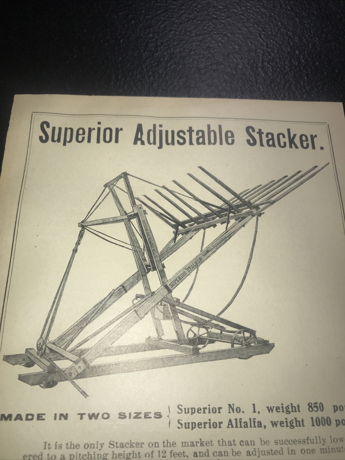 1908 Superior Hay Stacker Farm Advertising – Linneus – Missouri & Minneapolis