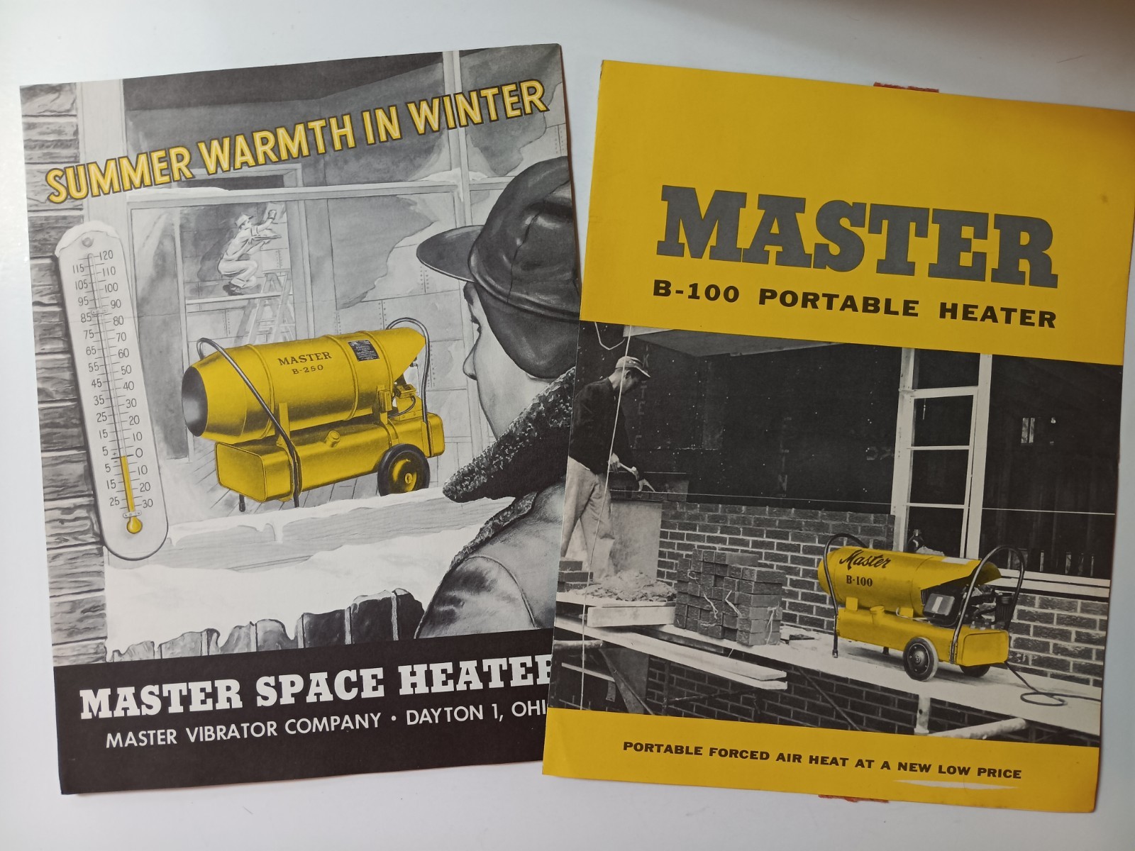 2 VTG 1960s Master Portable Heater ADVERTISING BROCHURE Mailers