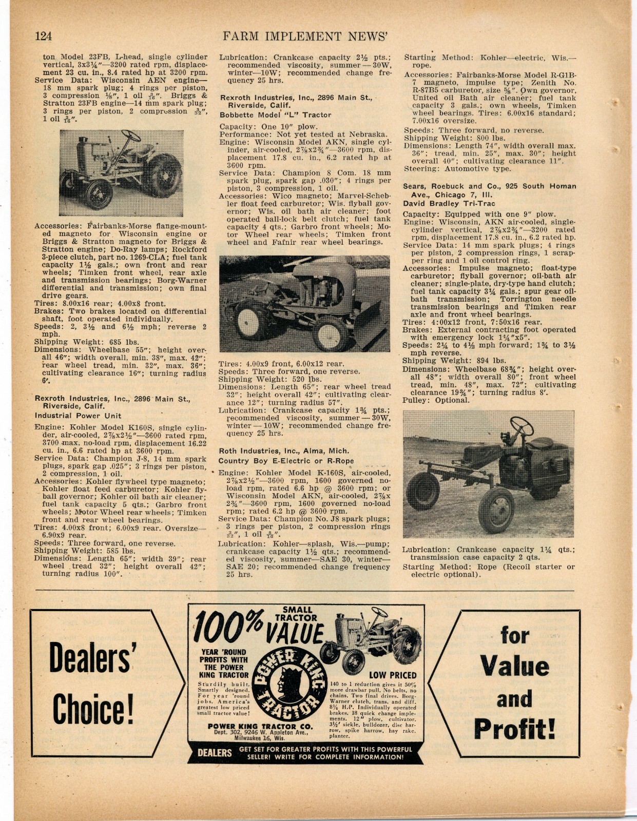 1956 Power King Tractor Co. Ad: Dealers&rsquo; Choice for Value & Profit – Milwaukee