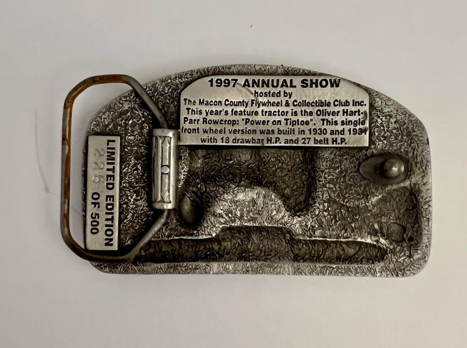 Oliver Hart-Parr Row Crop 1997 Belt Buckle Limited Edition # 226/500