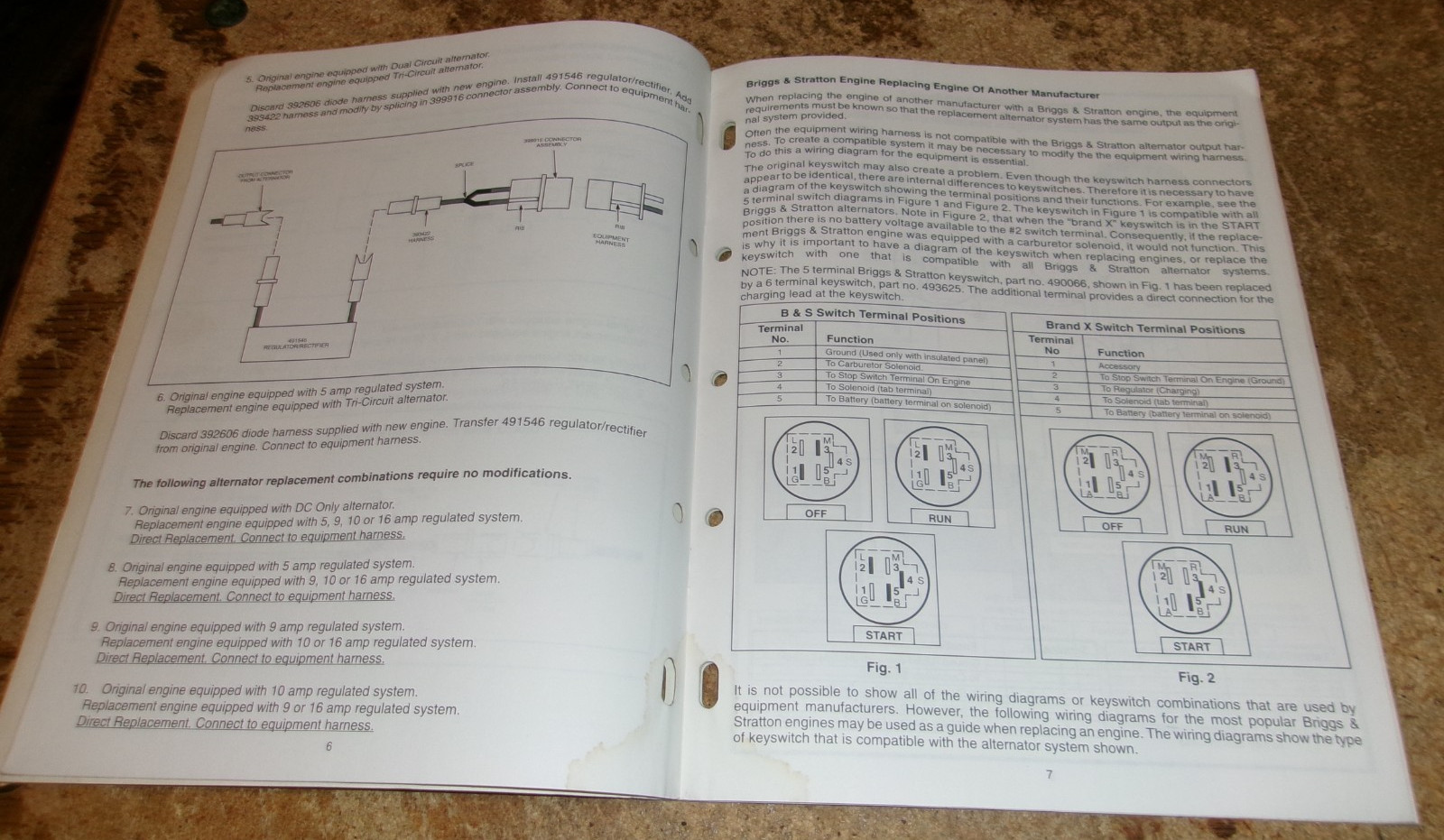 1995 briggs & stratton engine/alternator replacement guide in good shape used