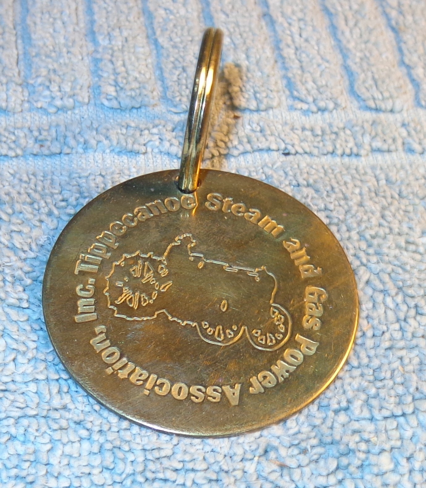 2004 VINTAGE GOLD-TONE METAL 24 YEAR ANNIVERSARY KEY FOB Tippecanoe Steam & Gas