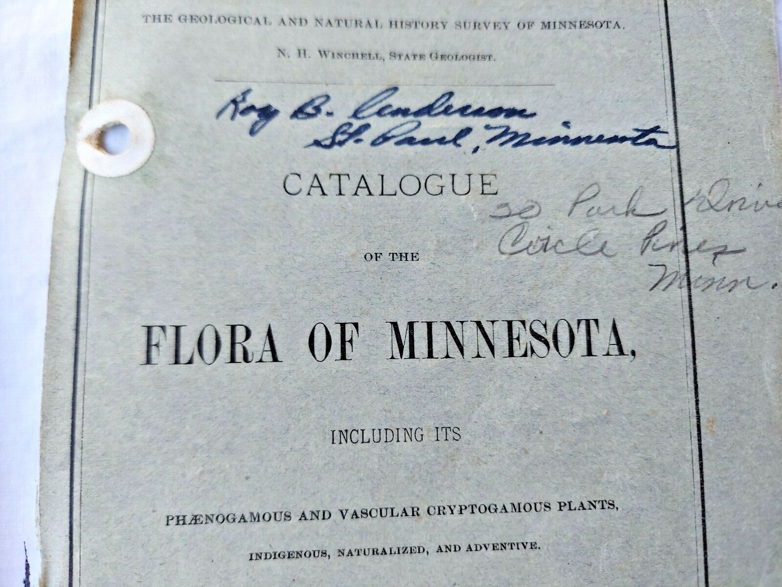 1884 « Flora of Minnesota » in vintage lawn care book Scotts Lawn Care binder