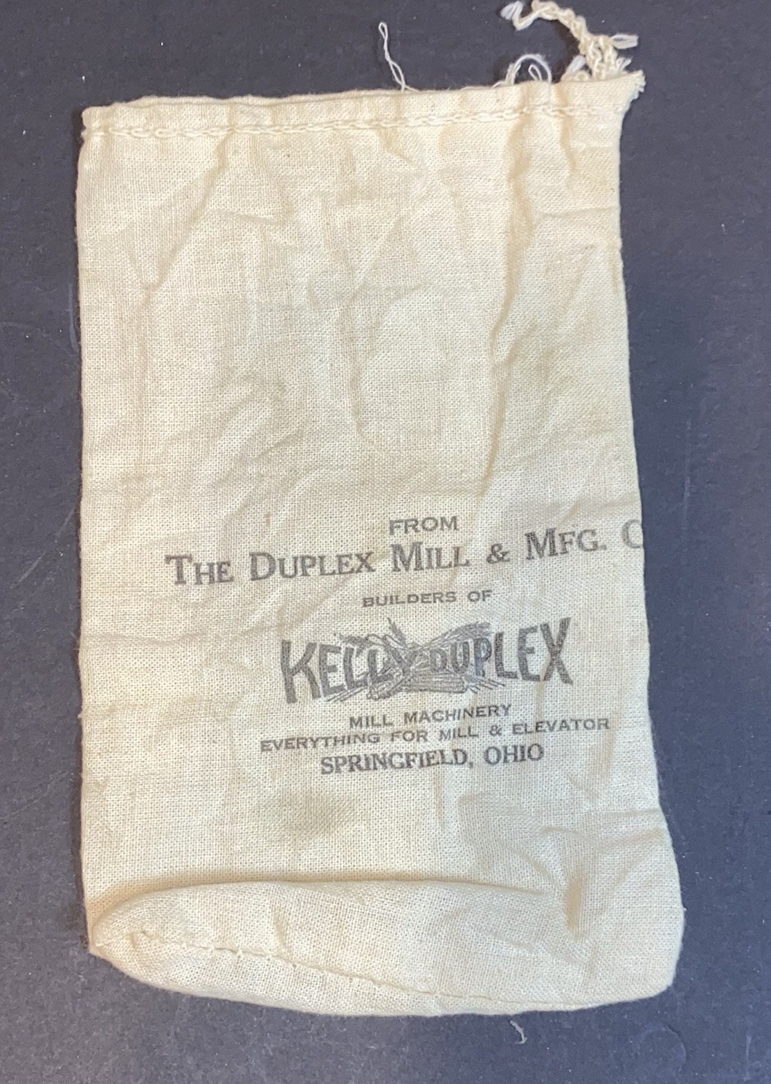 VTG Kelly Duplex The Duplex Mill & Mfg. Co. Cloth Sack 8 X 4.5 Inch Drawstring