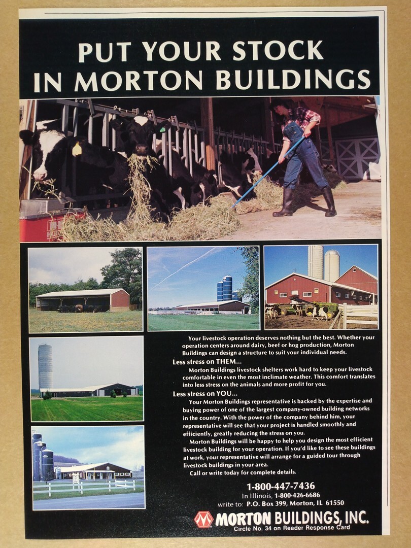 1988 Morton Farm Buildings Livestock Shelters vintage print Ad