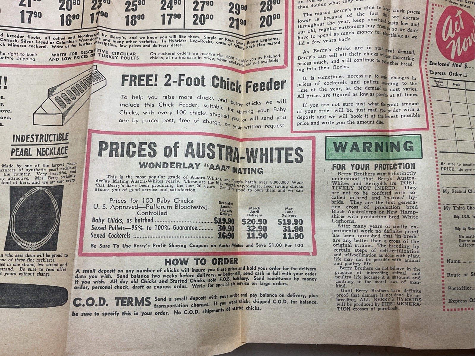 1940s Berrys Chicks Atchison Kansas Poultry Farm Advertisements Newspaper B26