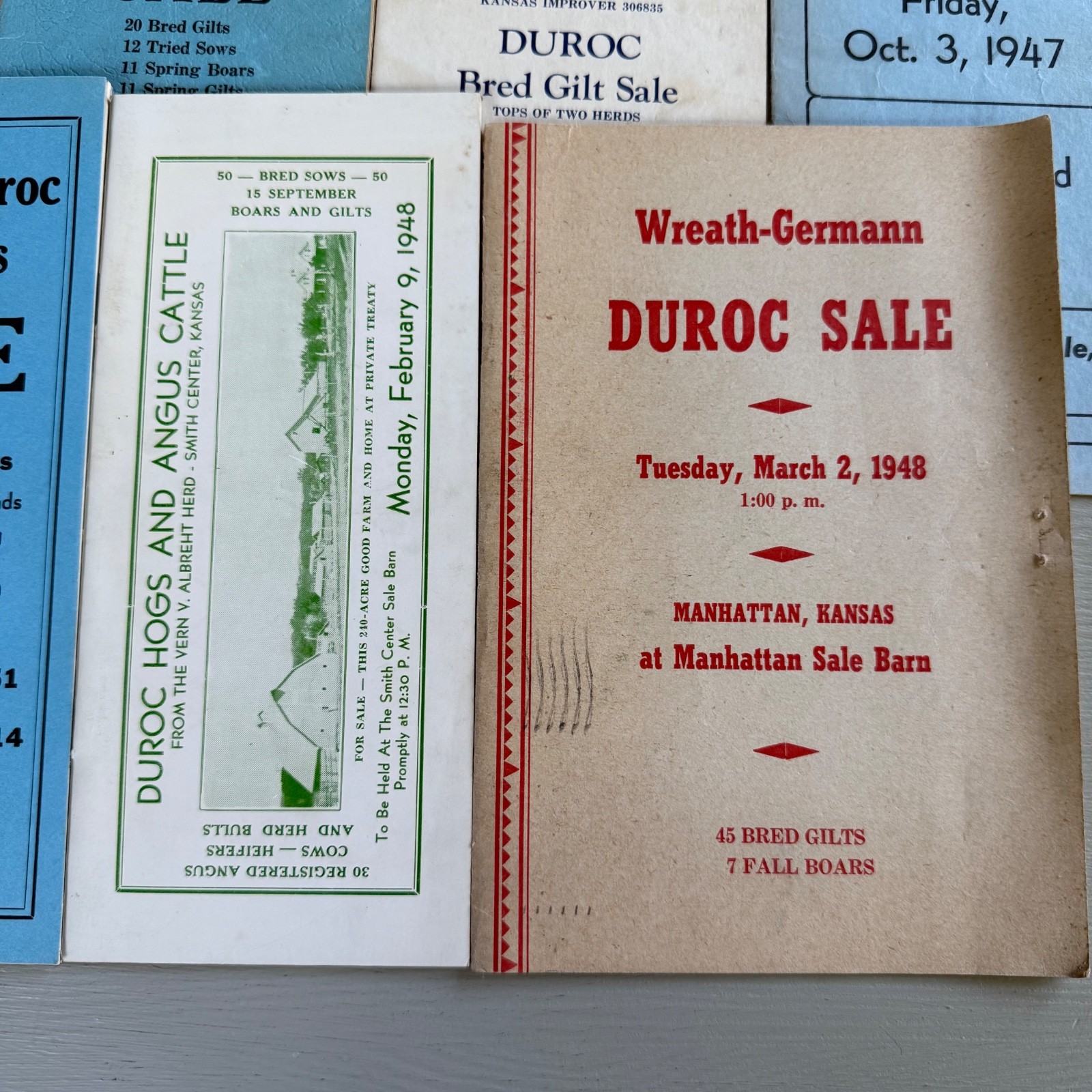 Mixed Lot of 15 Vintage Duroc Pig Hog Auction Sale Brochure Advertising Kansas