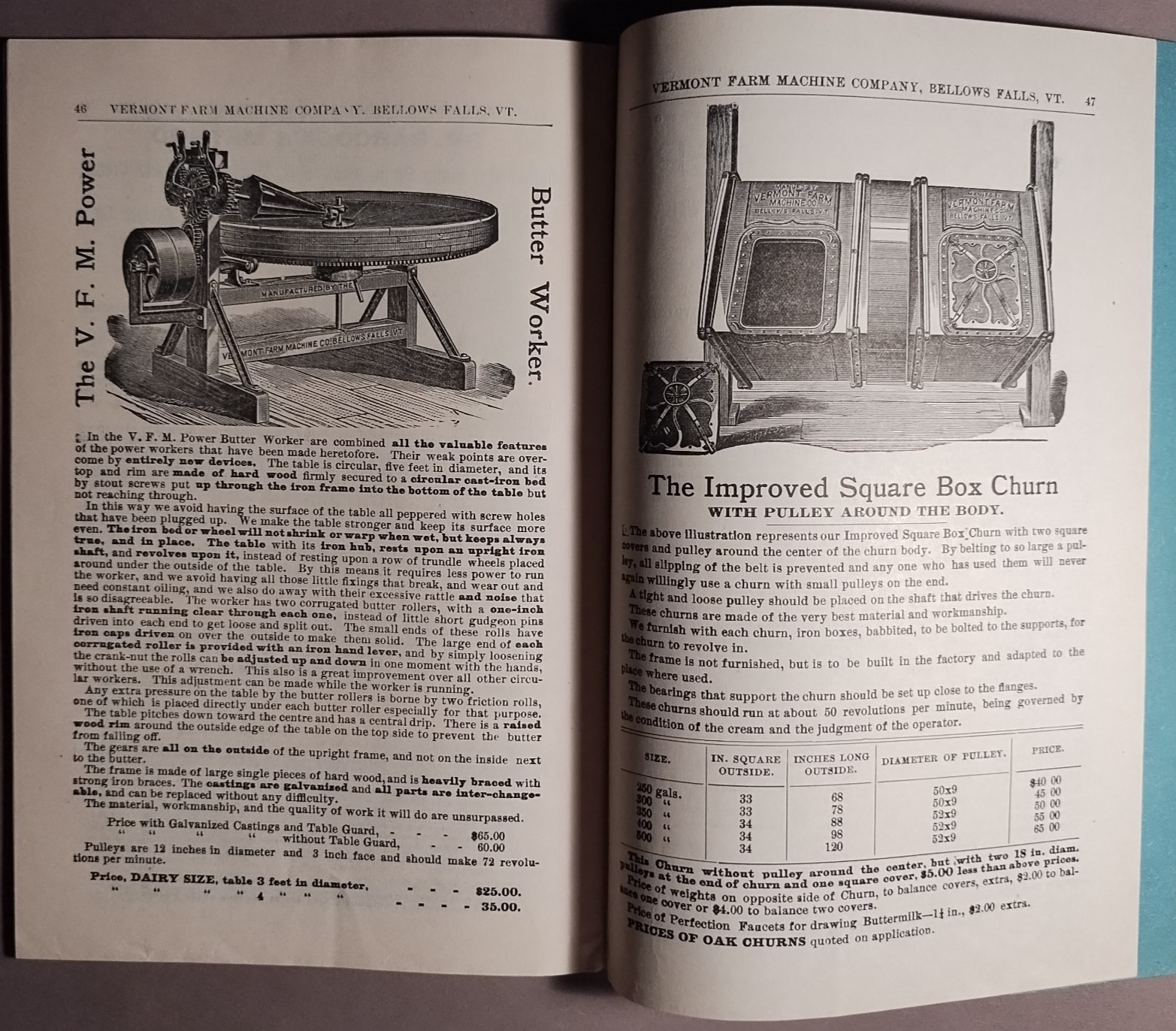 1895 US Cream Separator Vermont Farm Machine Co Catalog #96 Original ++ B6-30