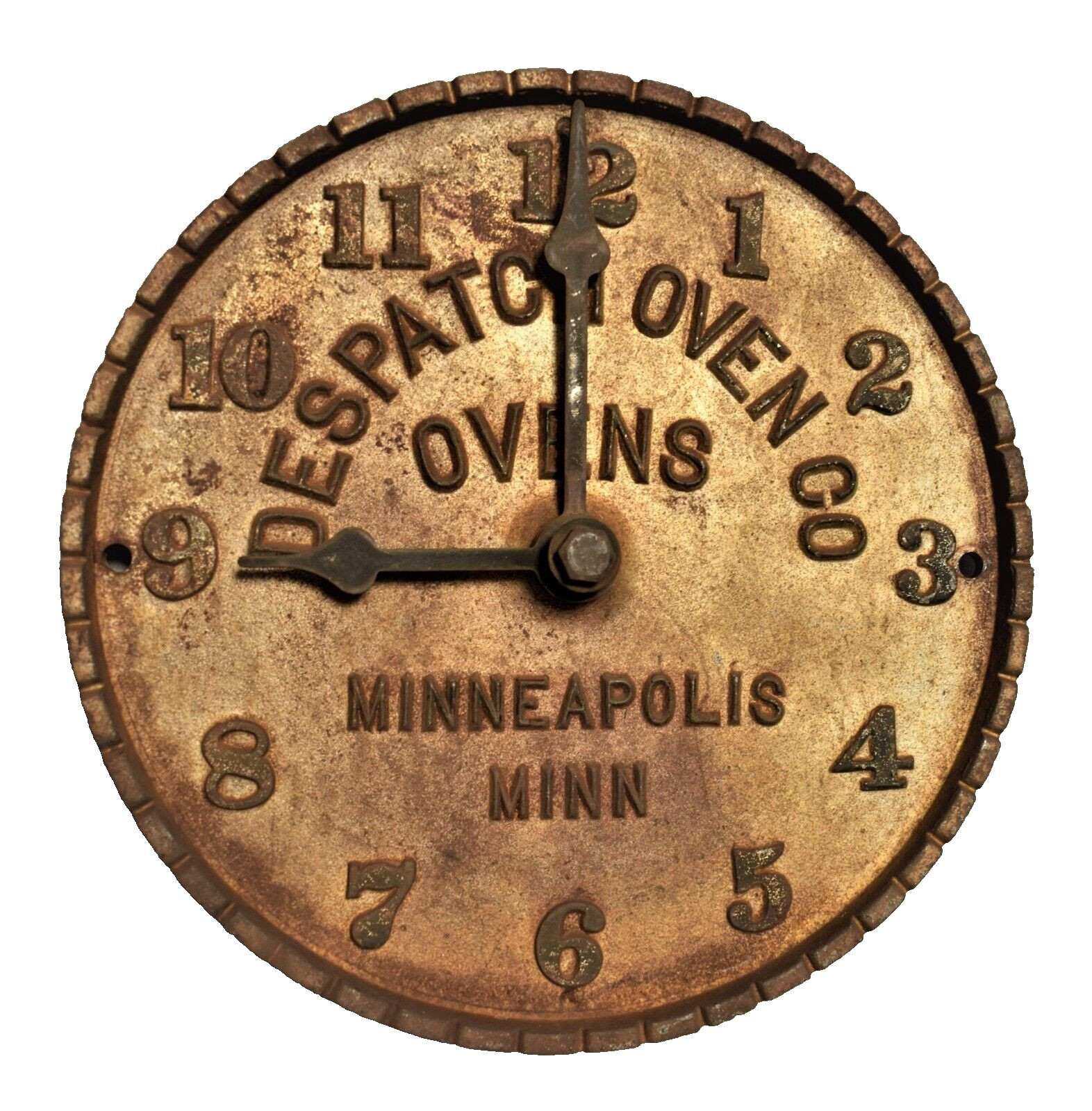 RARE Antique Despatch Oven Clock Timer Cast Iron Advertising Furnace Metal Sign