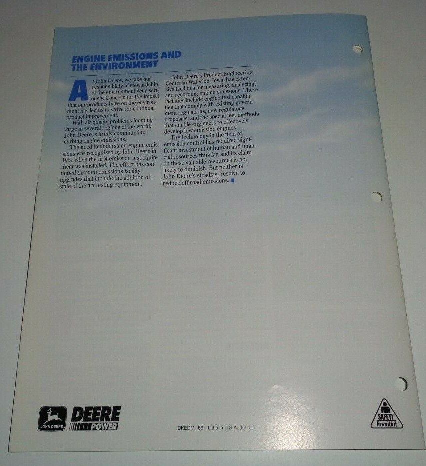 John Deere Fall 1992 Power Source Magazine Catalog Brochure Hurricane Andrew JD