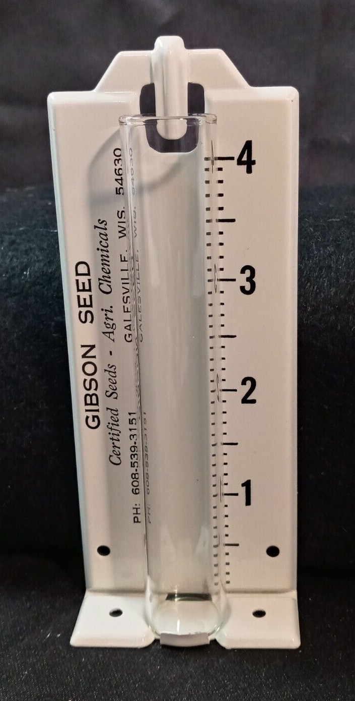 Vintage Rain Gauge Gibson Seed Certified Seed Galesville Wisconsin FREE Shipping