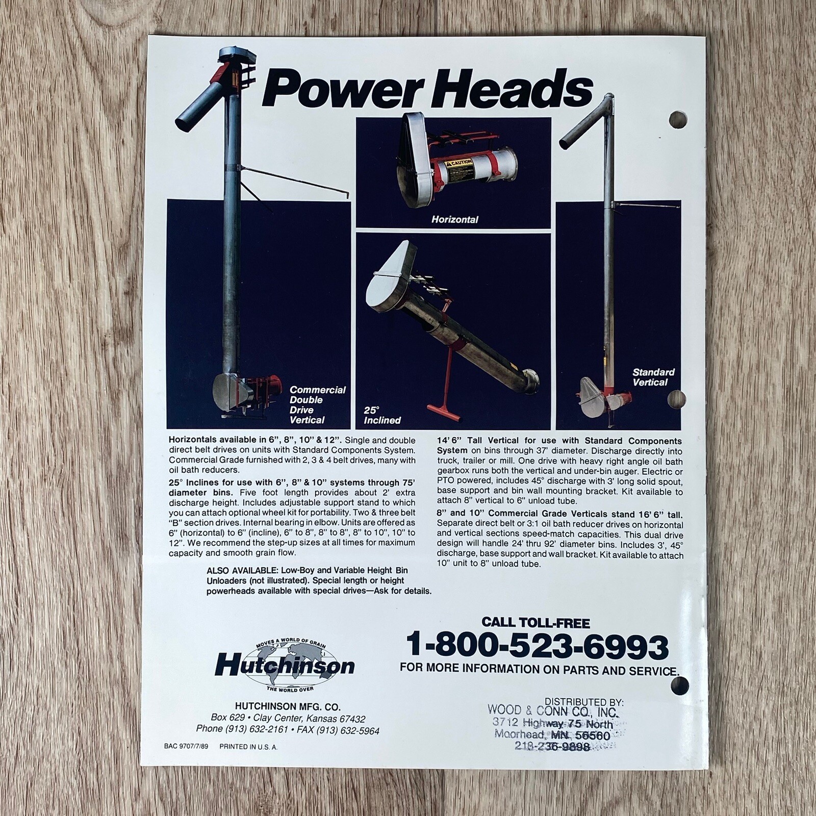 Farm Equipment Brochure Hutchinson Bin Unloading Systems from Moorhead, MN