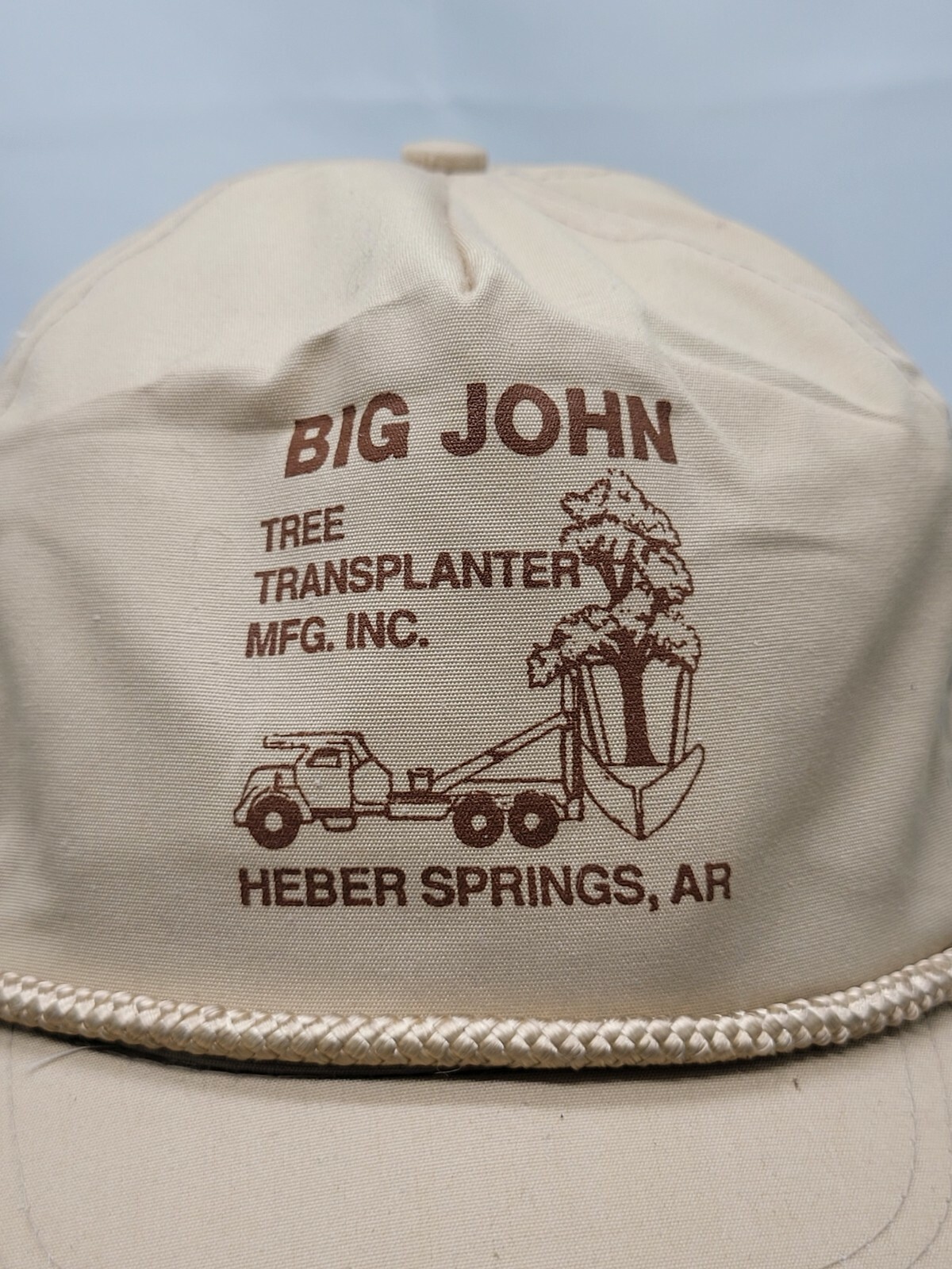 Big John Tree Transplanter Mfg. Inc. Vintage Tan Trucker Hat Snap Back EUC