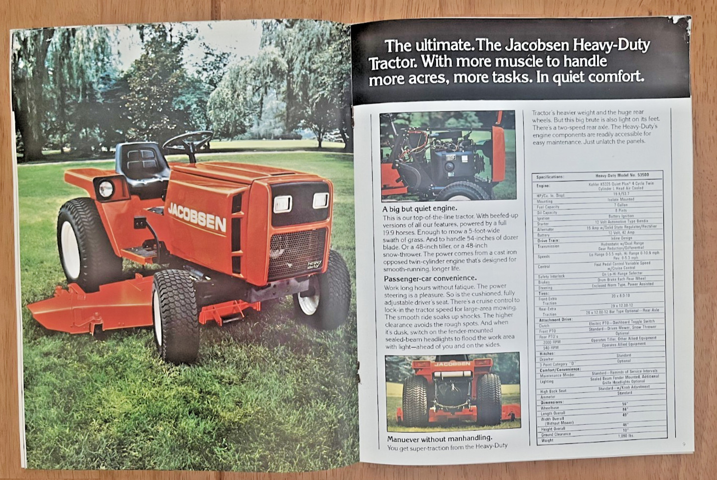 Jacobsen Manf Co 1000 1200 1250 1450 1650 tractor 1978 brochure Racine Wisc