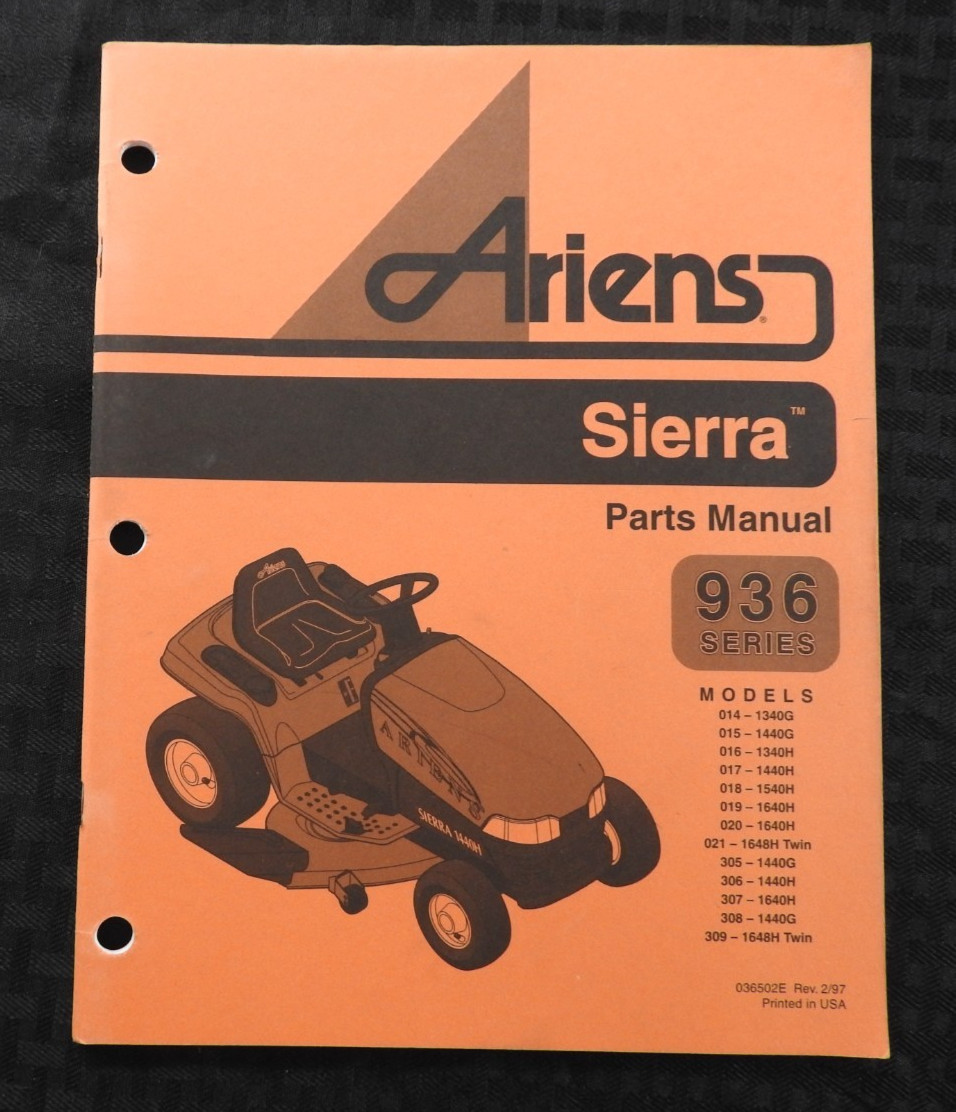 GENUINE ARIENS SIERRA 936 SERIES LAWN TRACTOR PARTS CATALOG MANUAL MINTY 1997