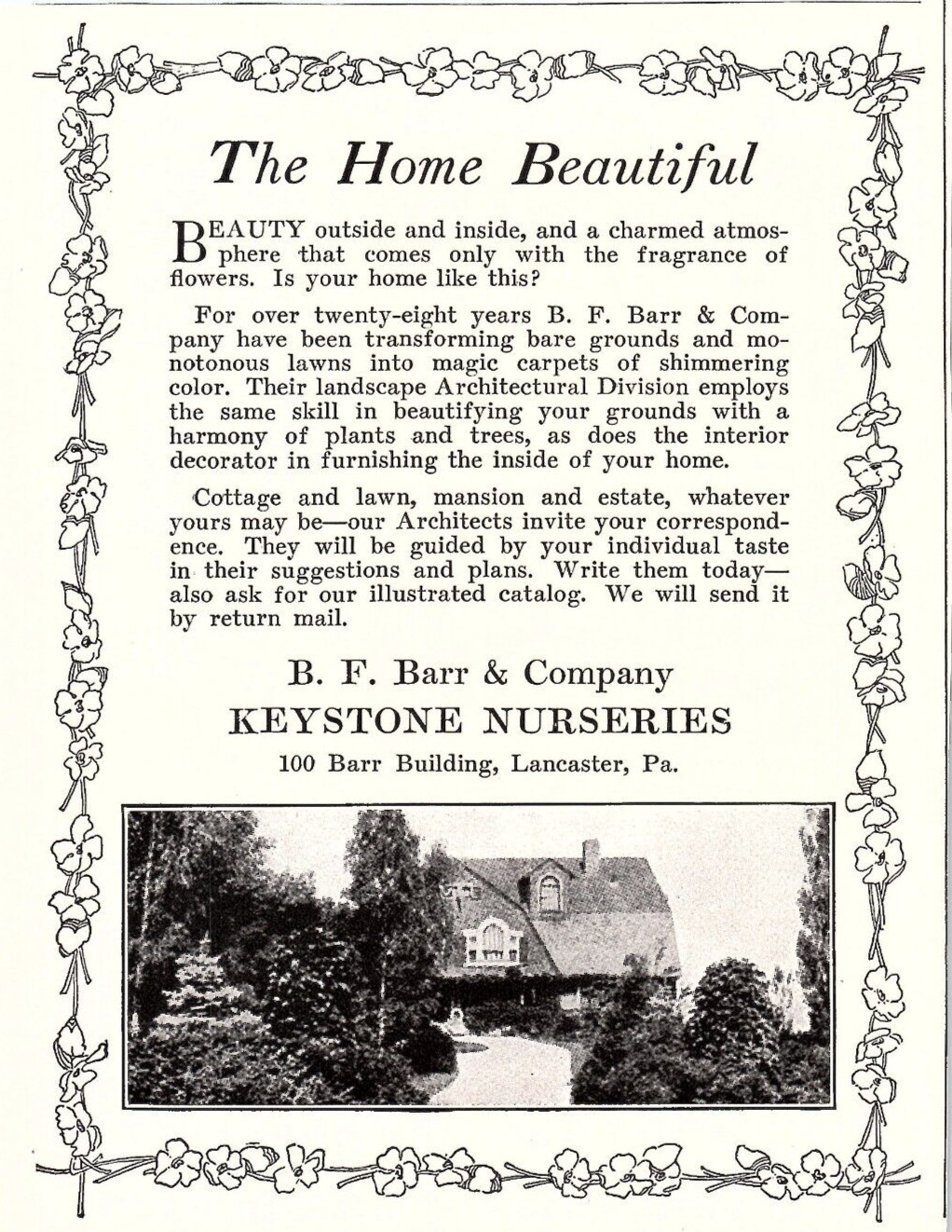 1921 Keystone Nurseries Lancaster PA B.F. Barr Ephemera Vintage 20&rsquo;s Print Ad