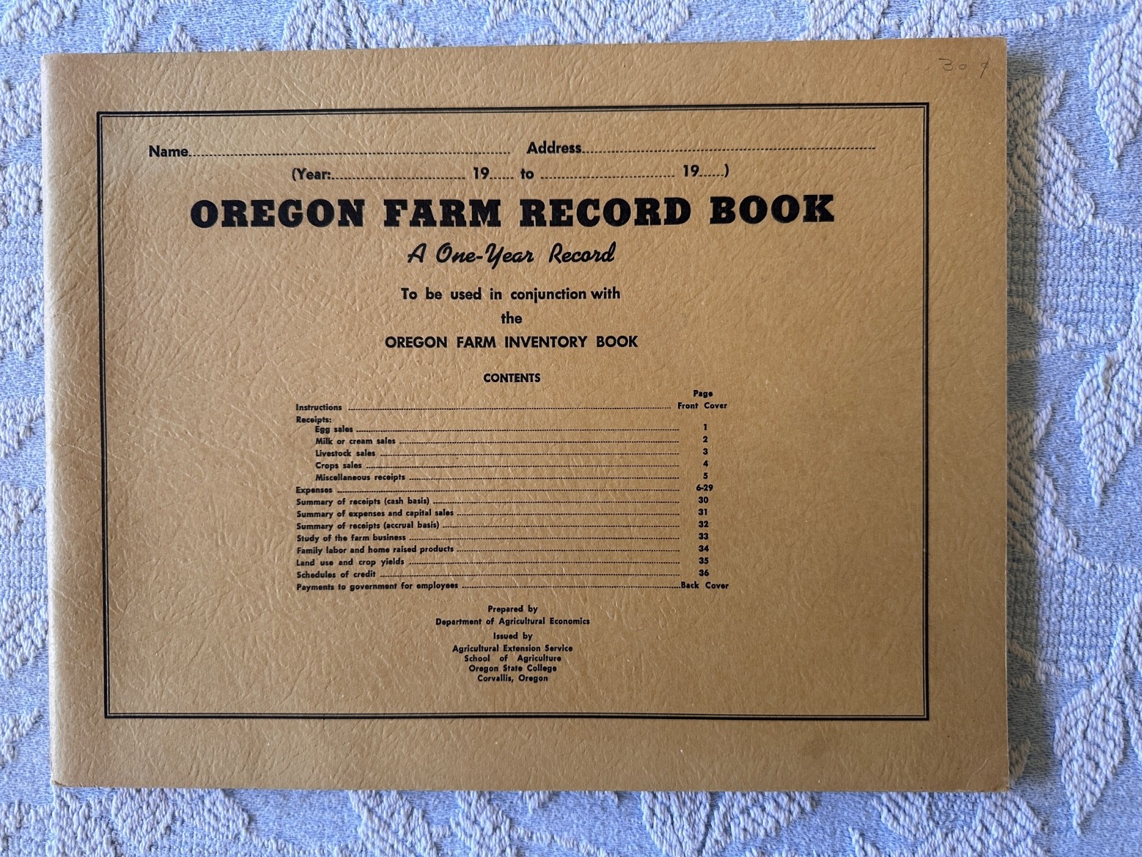 Vintage Farm Record Book