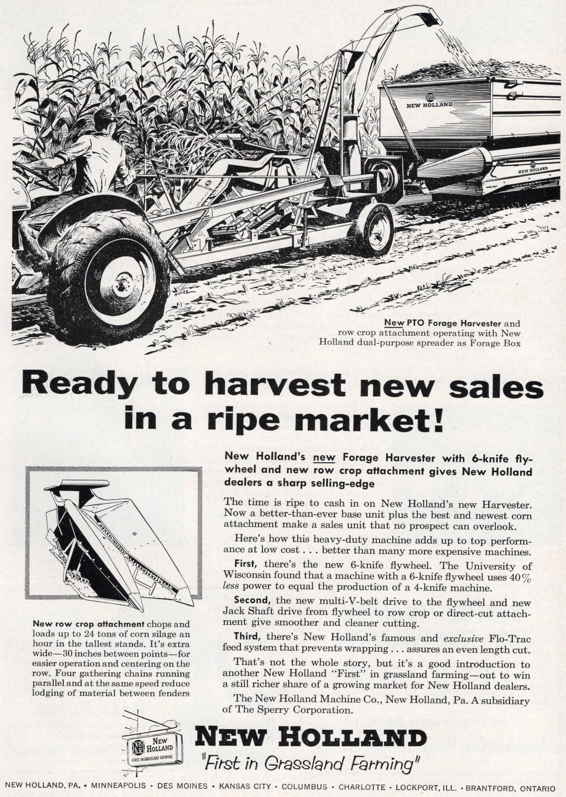 1954 Dealer Print Ad of New Holland NH Tractor PTO Forage Harvester