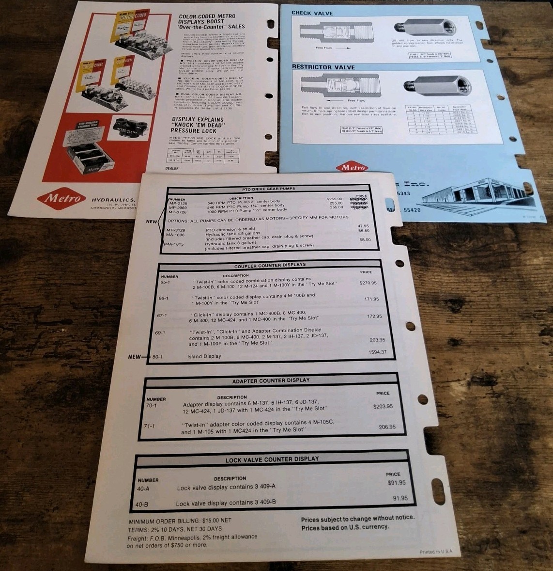 Metro Hydraulic Equipment And Hydraulic Components Brochures And Price List