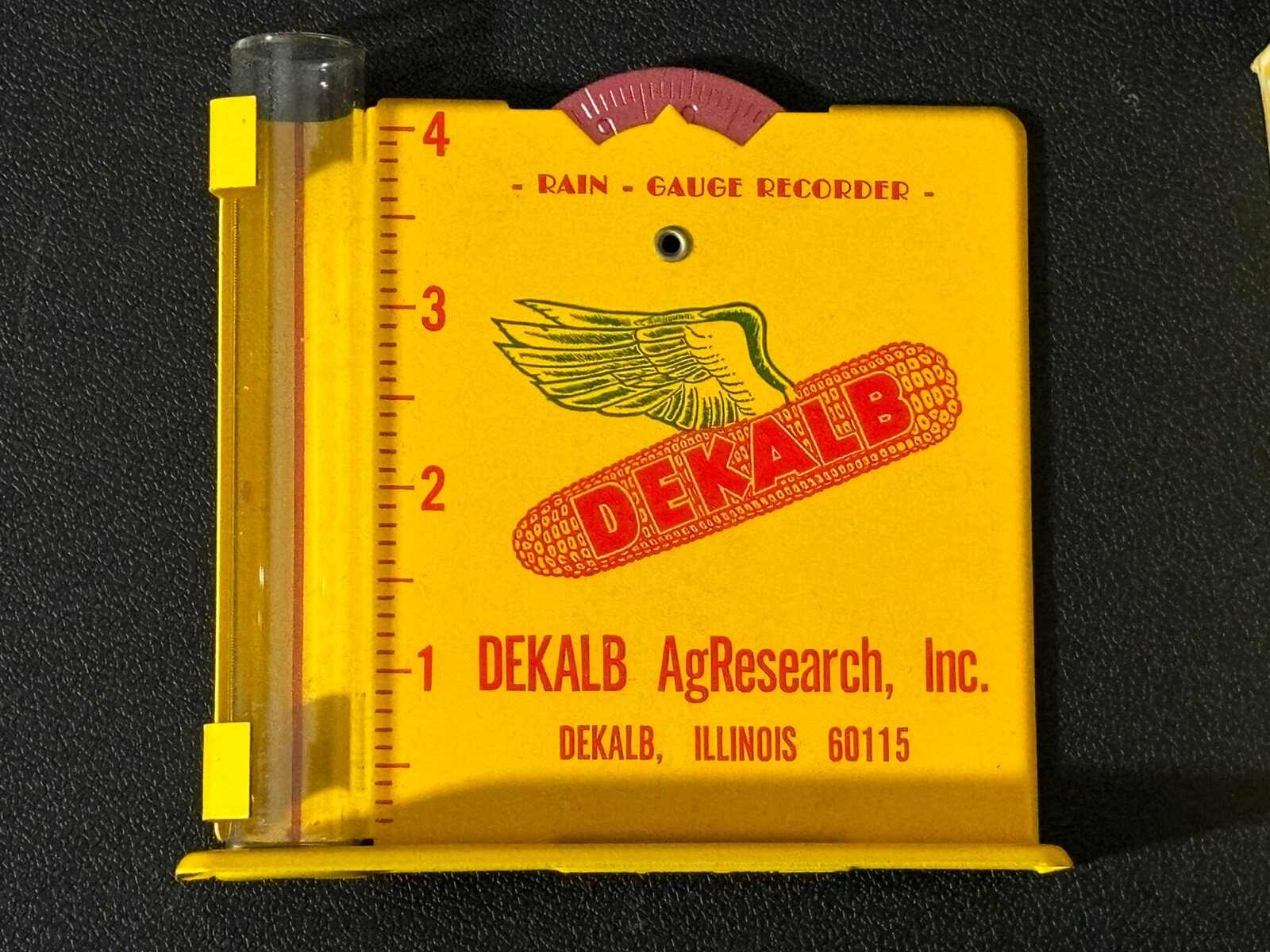 Vintage Dekalb Rain Gauge Recorder AgResearch Metal Glass NOS Farmer Crops