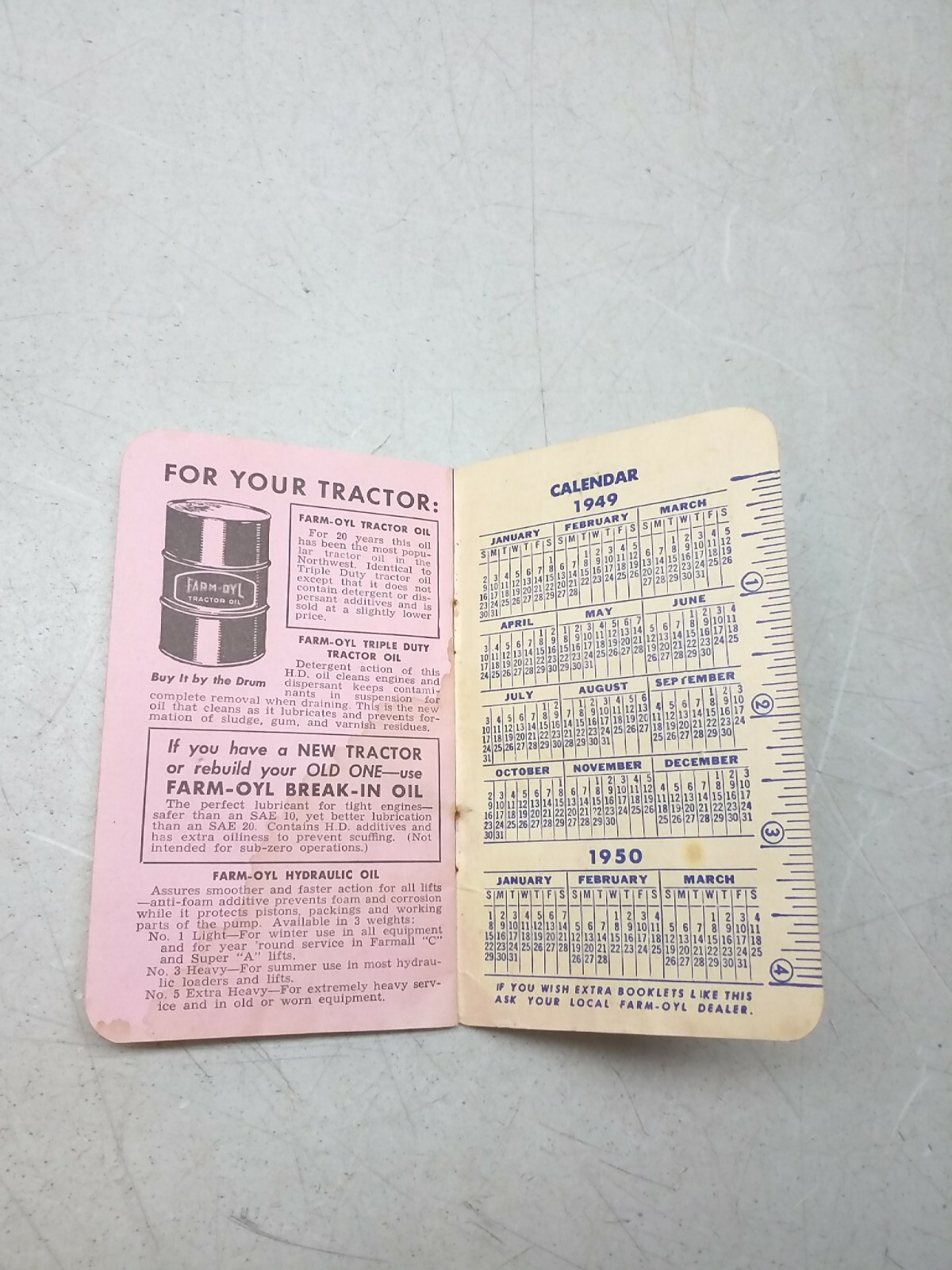 Farm Oyl Memo Book 1949 50 Petroleum Advertising Mondovi Farm Service Wisconsin