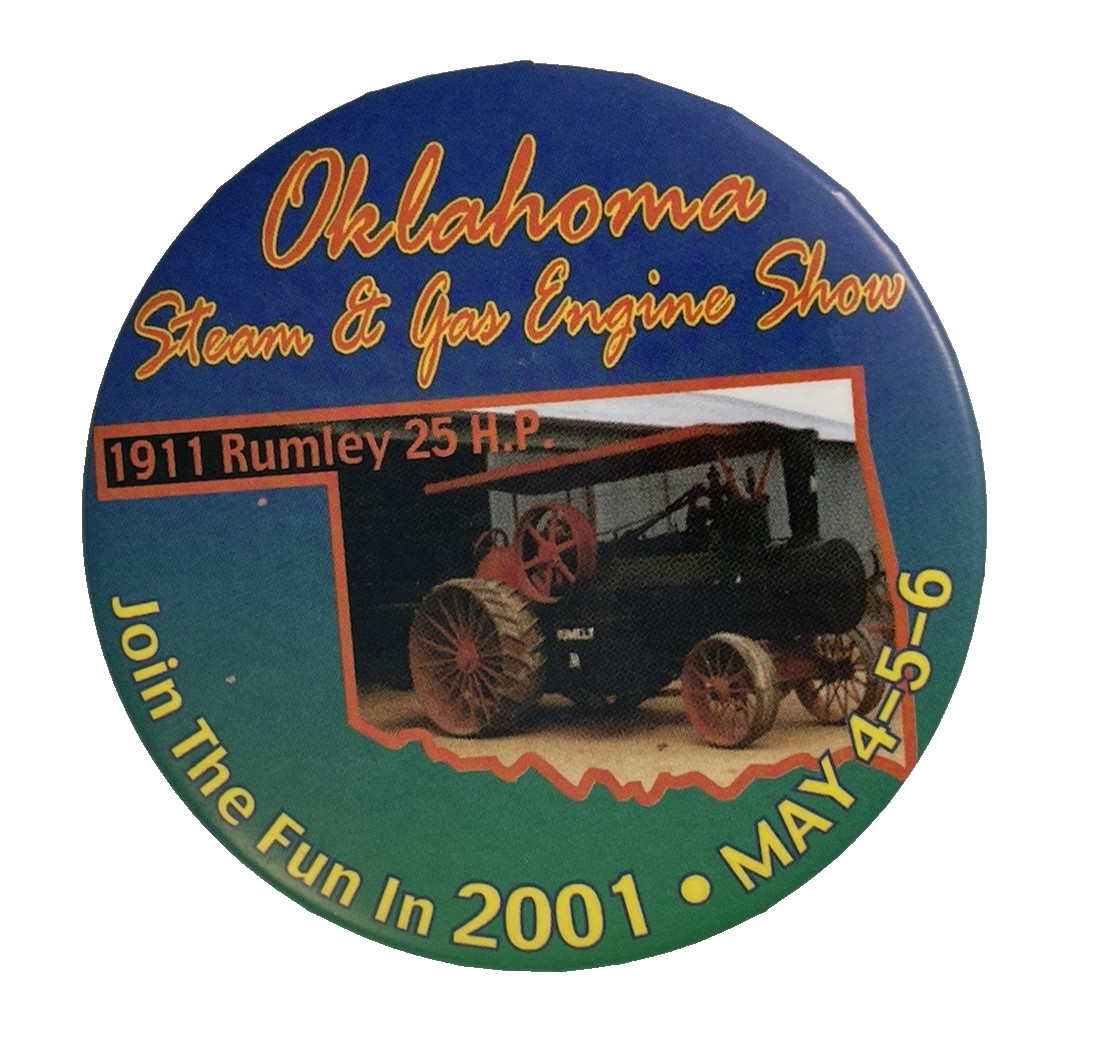 Pinback Advertising Button: Oklahoma Steam & Gas Engine Show 2001