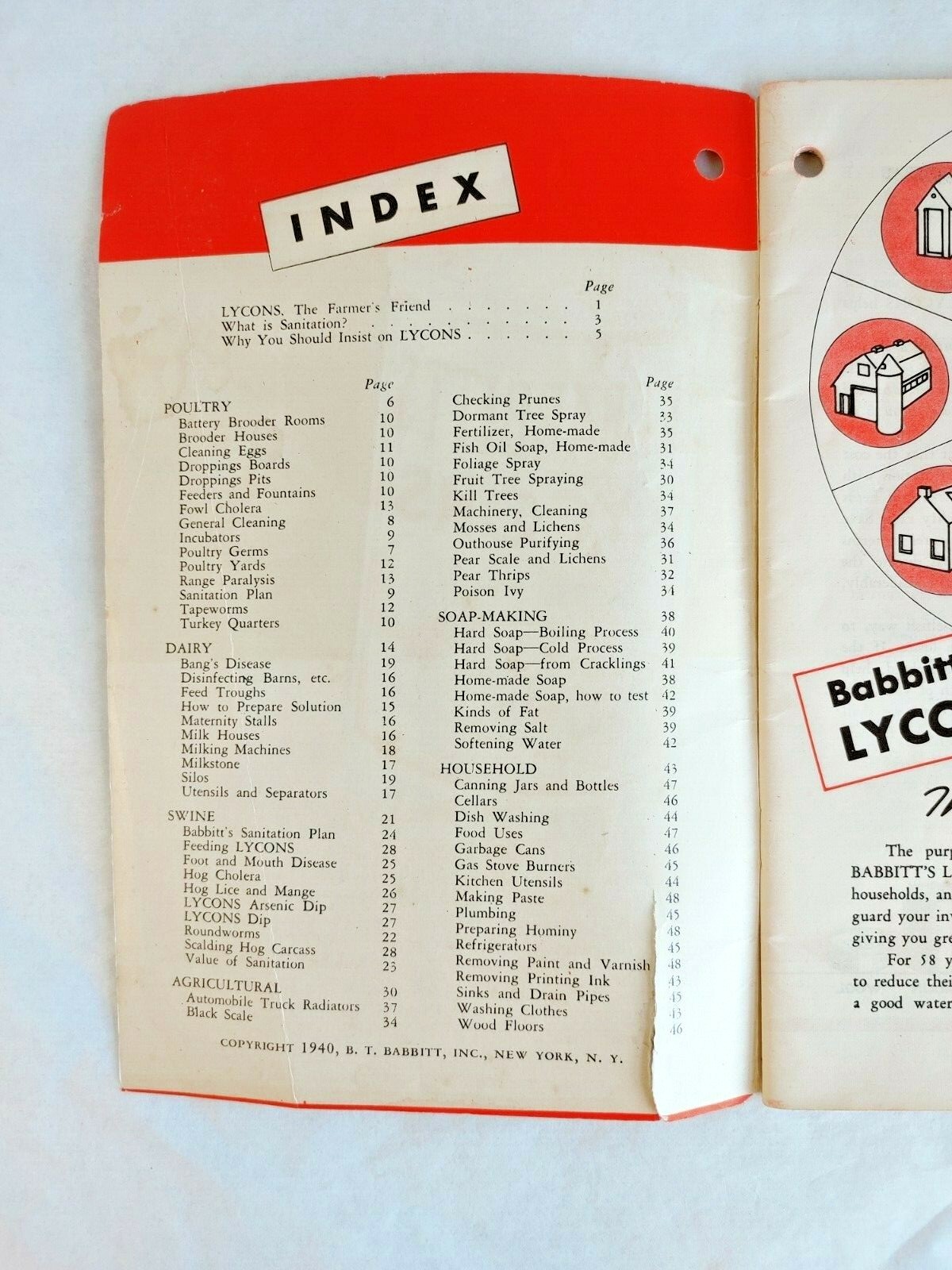 B T Babbitt&rsquo;s Lycons Lye Booklet « The Farmer&rsquo;s Friend » © 1940 #16597