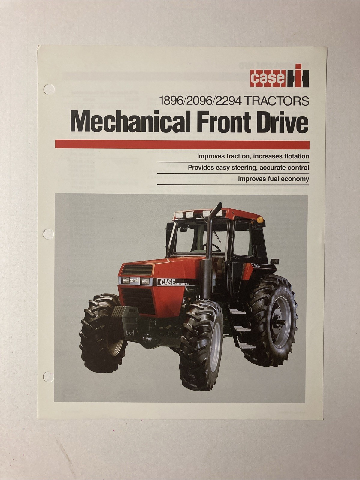 CASE IH MODELS 1896,2096,2294 TRACTORS SINGLESHEET SALES BROCHURE