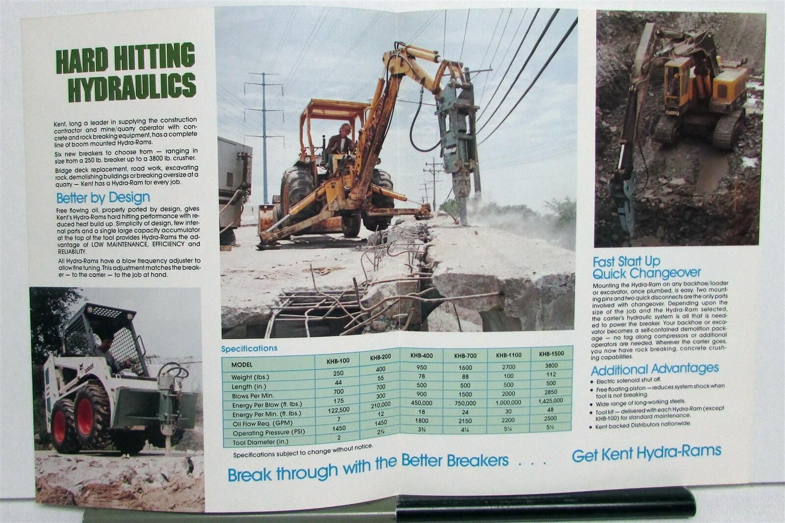 1985 Kent Hydra-Rams Hydraulic Tools Specifications Construction Sales Brochure