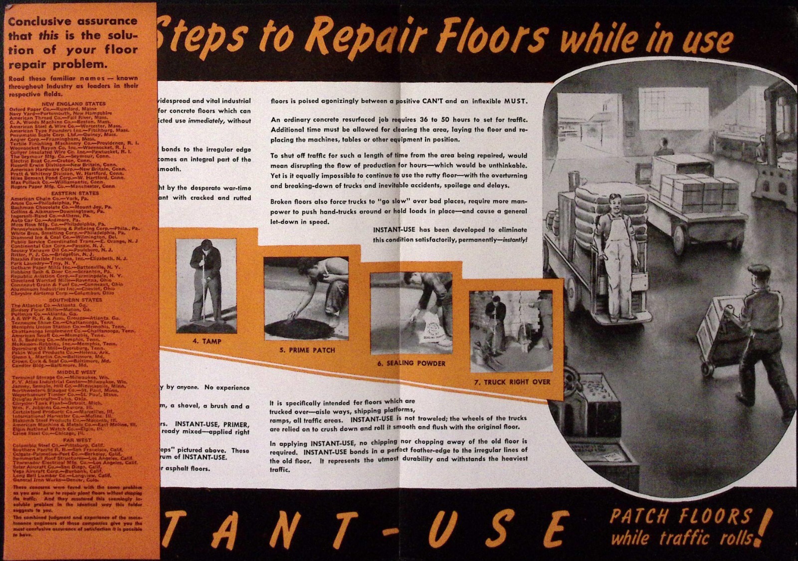 1944 Flexrock Company Insta Use Floor Patch Brochure Filbert & Cuthbert