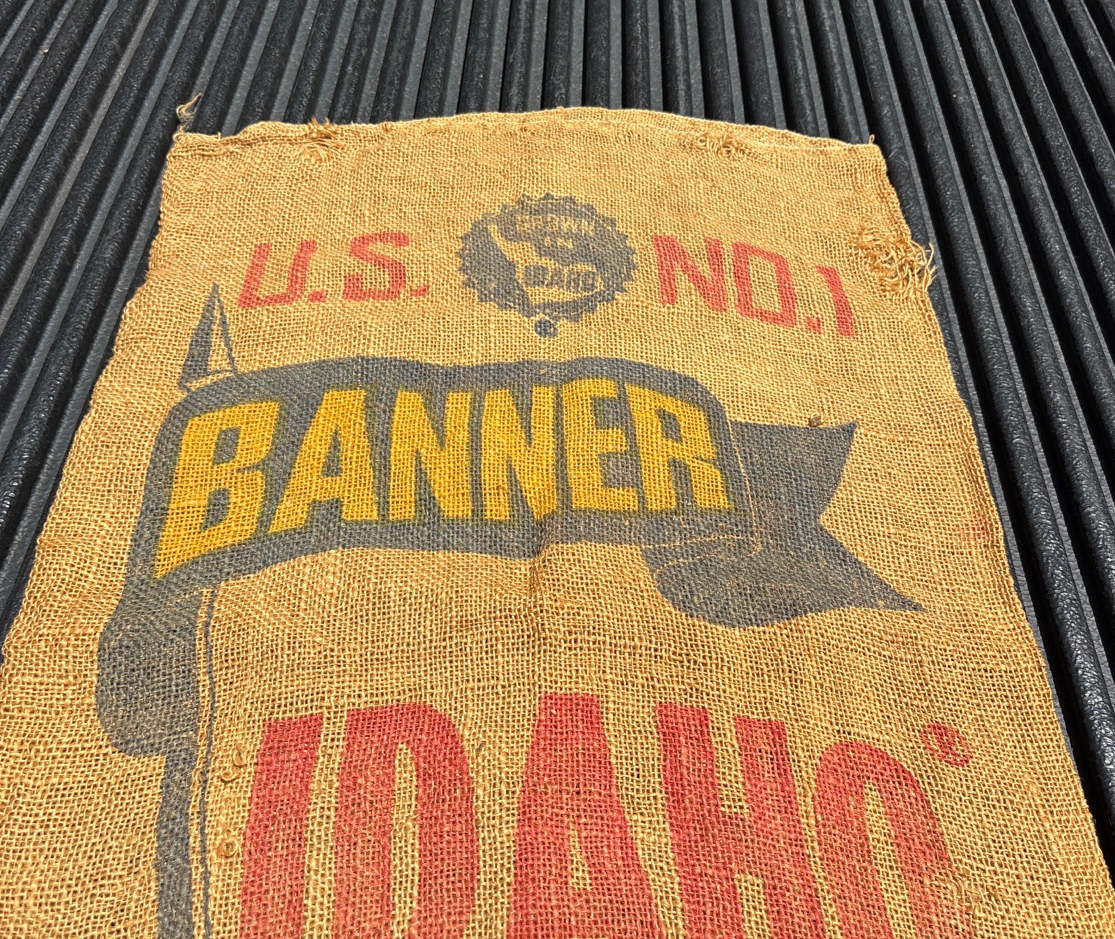 Vintage BANNER Produce Inc. Idaho Potatoes 100 LB USA Burlap Bag Sack