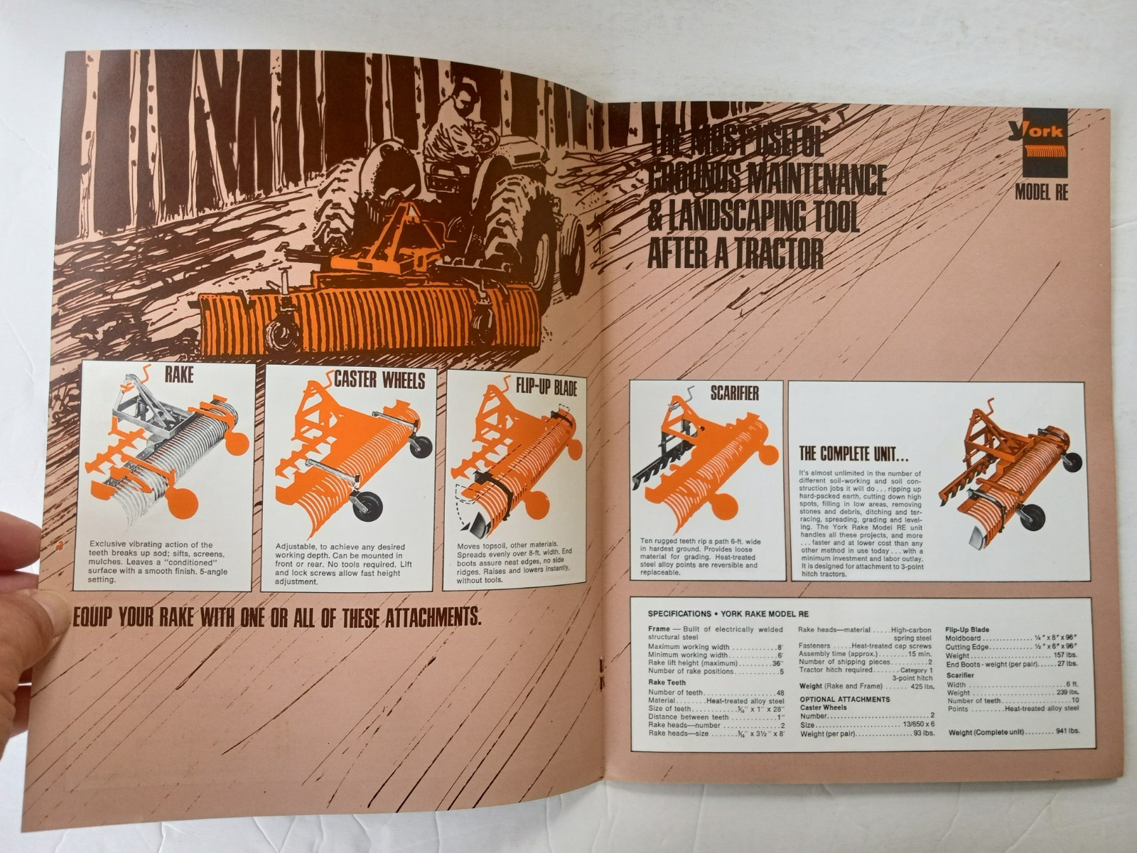 YORK RAKES Sales Brochure Models PRO RE RS TA1 TA2 RW Catalog 1970&rsquo;s