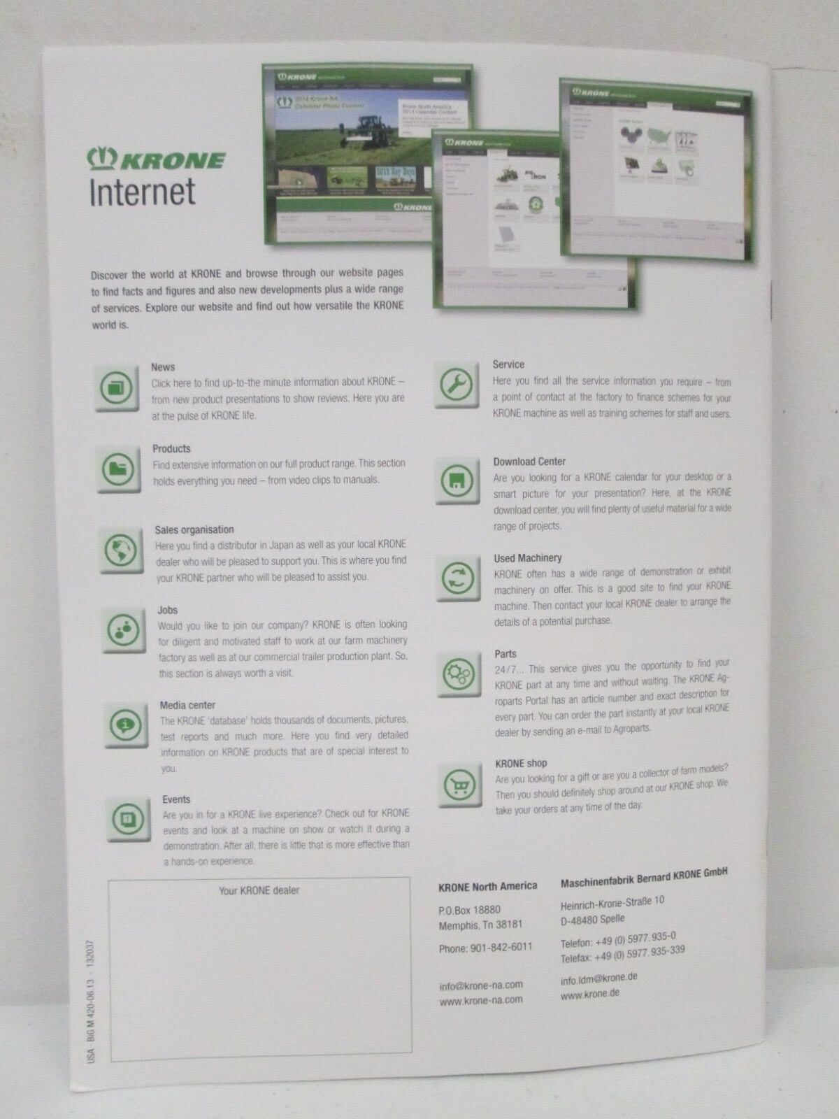 Krone Big M 420 Mower Conditioner Tractor Sales Brochure Agriculture 2013 Specs