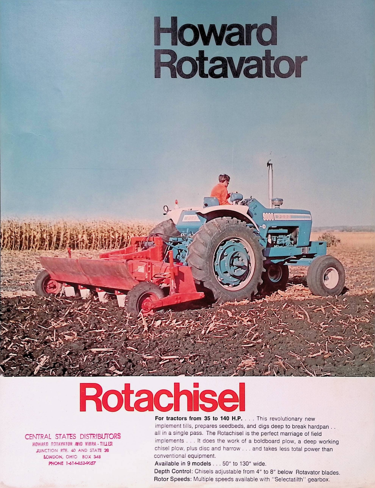 Vintage Farm Advertisement Spec Sheet Howard Rotavator Rotachisel Advertisement