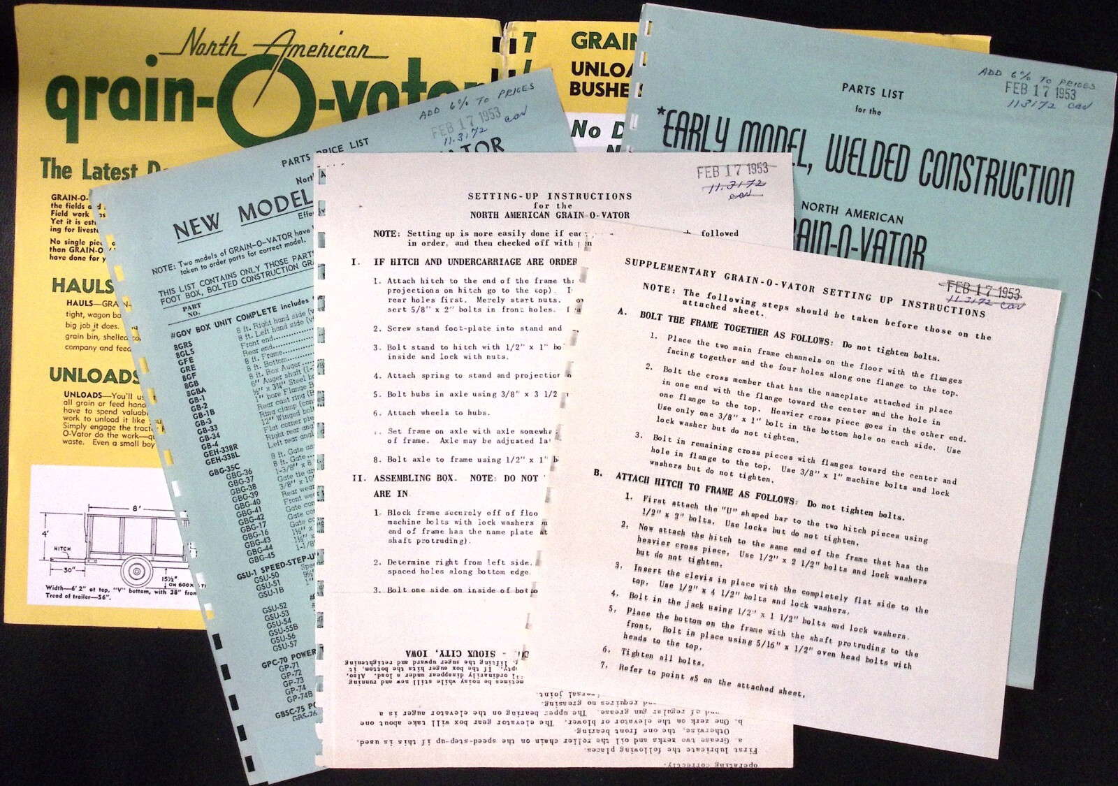 1957 North American Grain O Vator Hauls Unloads Elevates Mixes Dealer Brochure