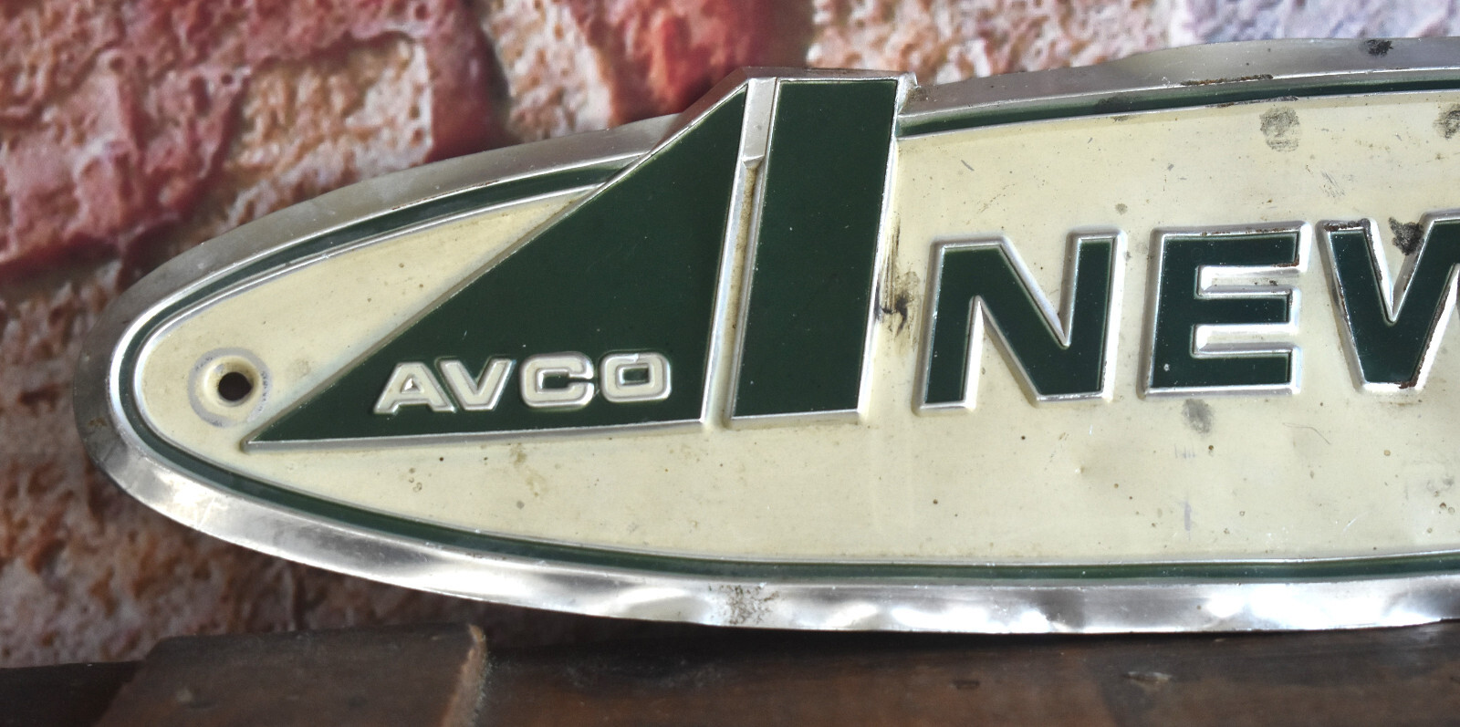 Vintage Avco New Idea Farm Implement Aluminum Advertising Emblem Sign