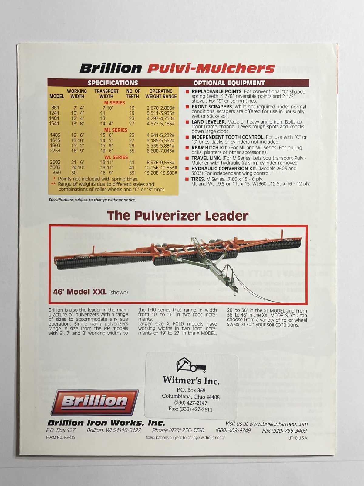 Brillion Pulvi – Mulchers Sales Brochure *Showroom Dealer Item*