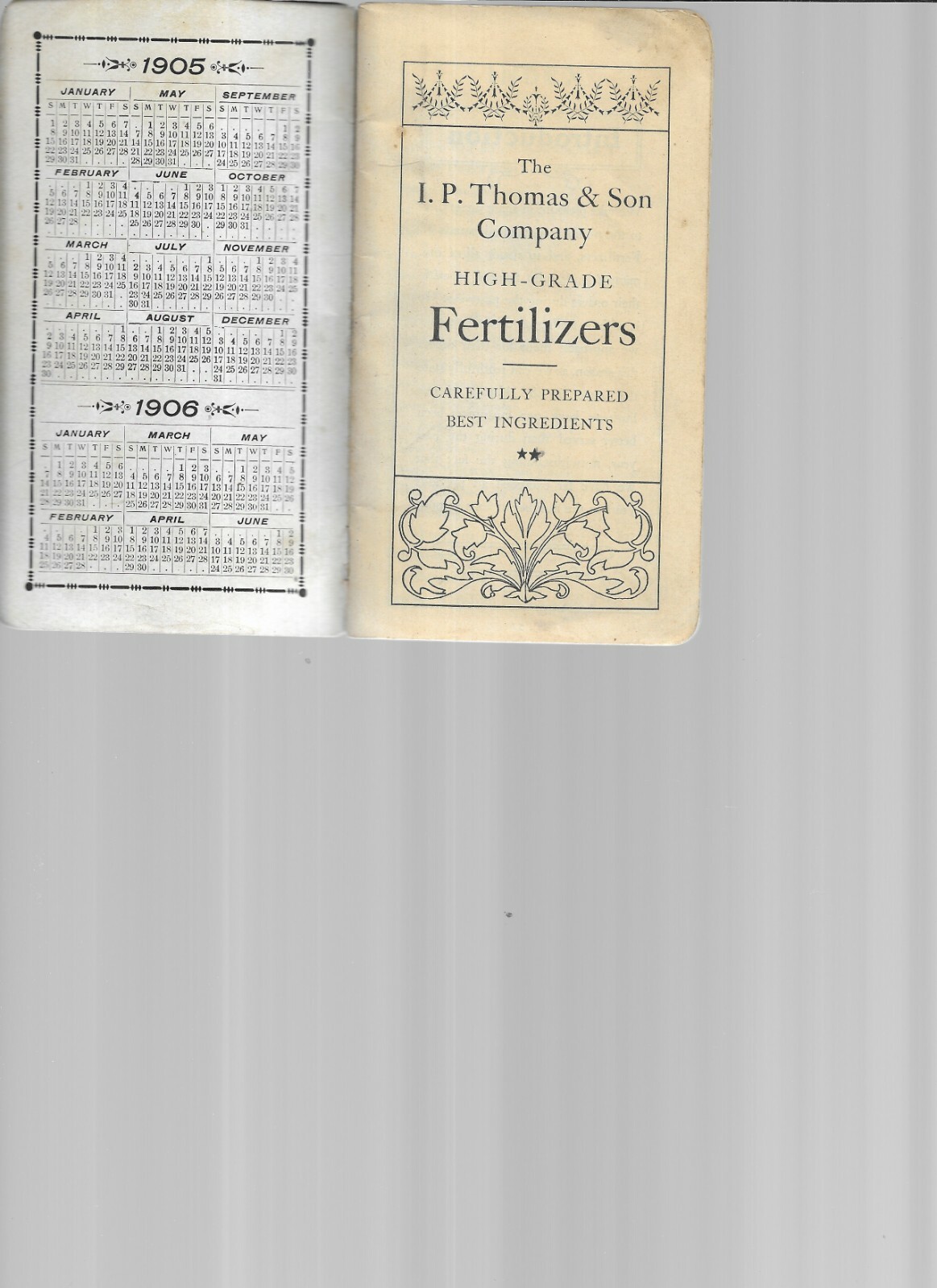 I.P. THOMAS AND SON HIGH FRADE FERTILIZERS 1905 BROCHURE