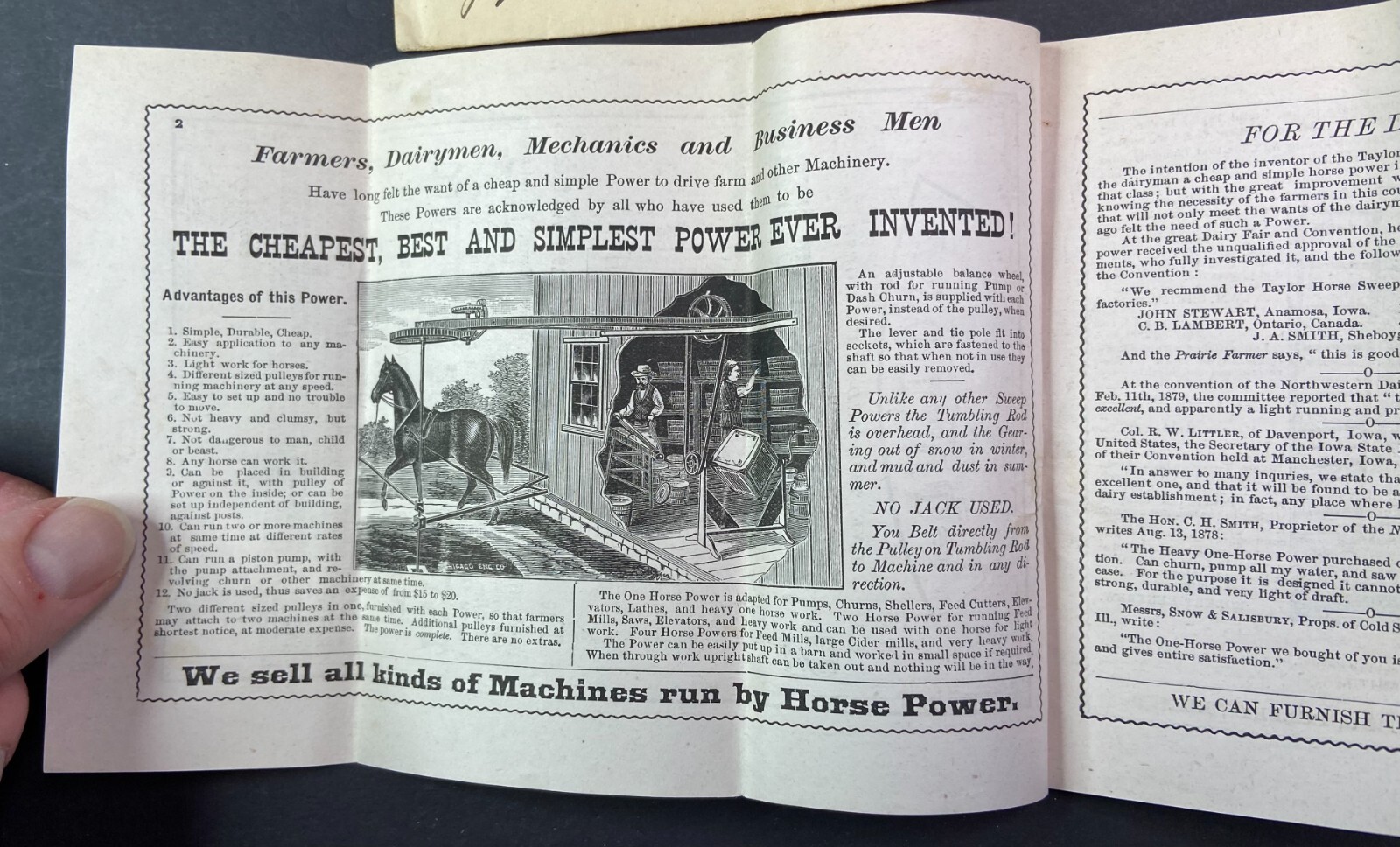 SUPER Advertising Catalog & Flyer – Taylor Horse Power Grinding Mill – 1881
