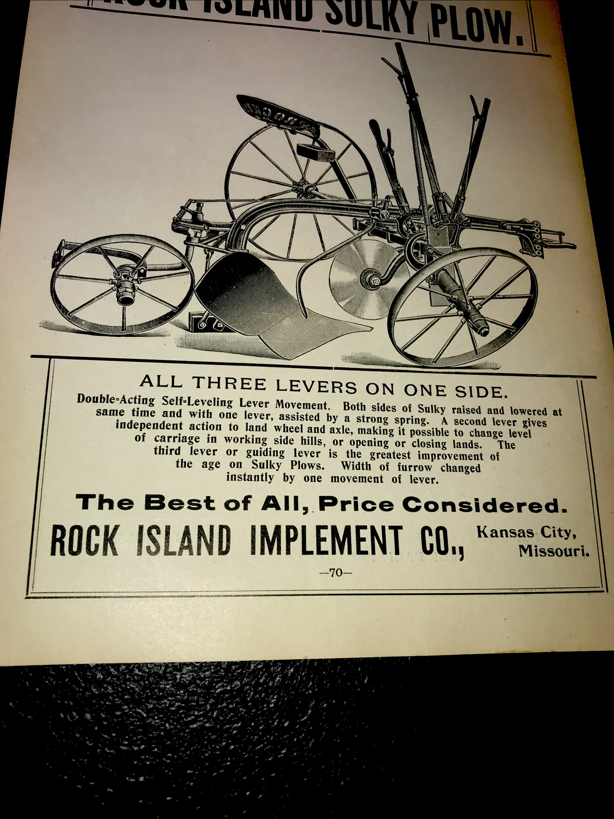 1898 Rock Island Plow Farm Advertising – Kansas City – Missouri